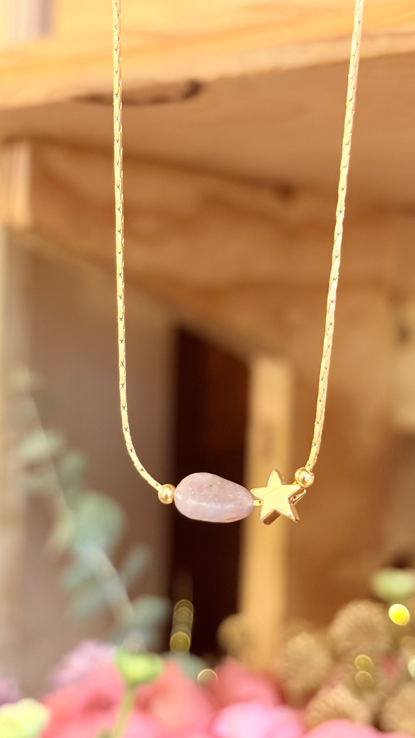 Collar Lepidolita Nugget ⭐️ Brillos de Universo