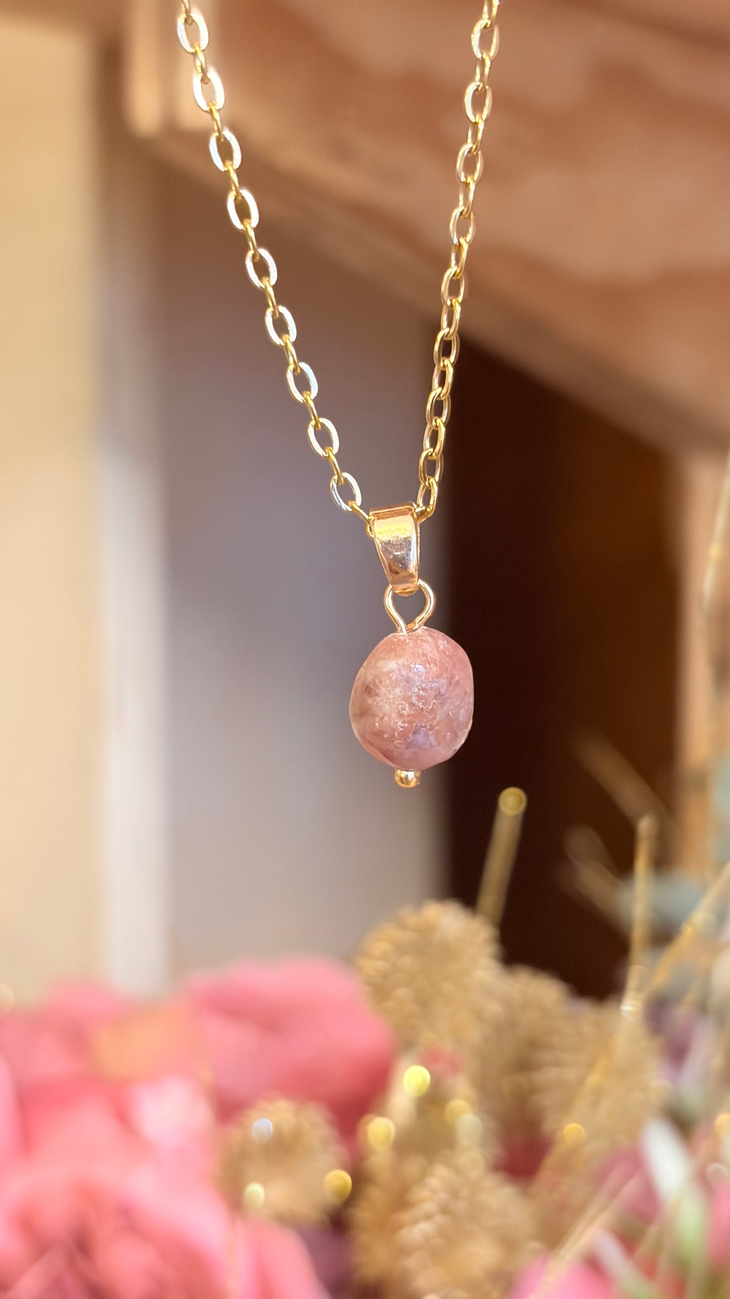 Collar Cuarzo Fresa Nugget (Pieza Única)