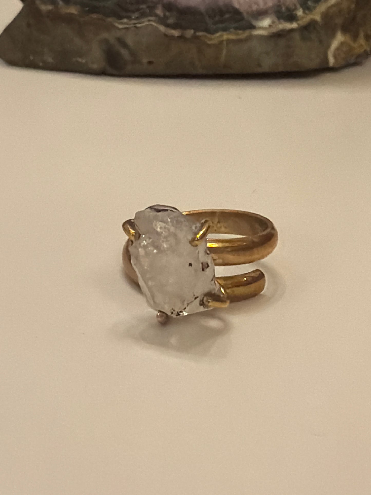 Anillo Garras Diamante Herkimer