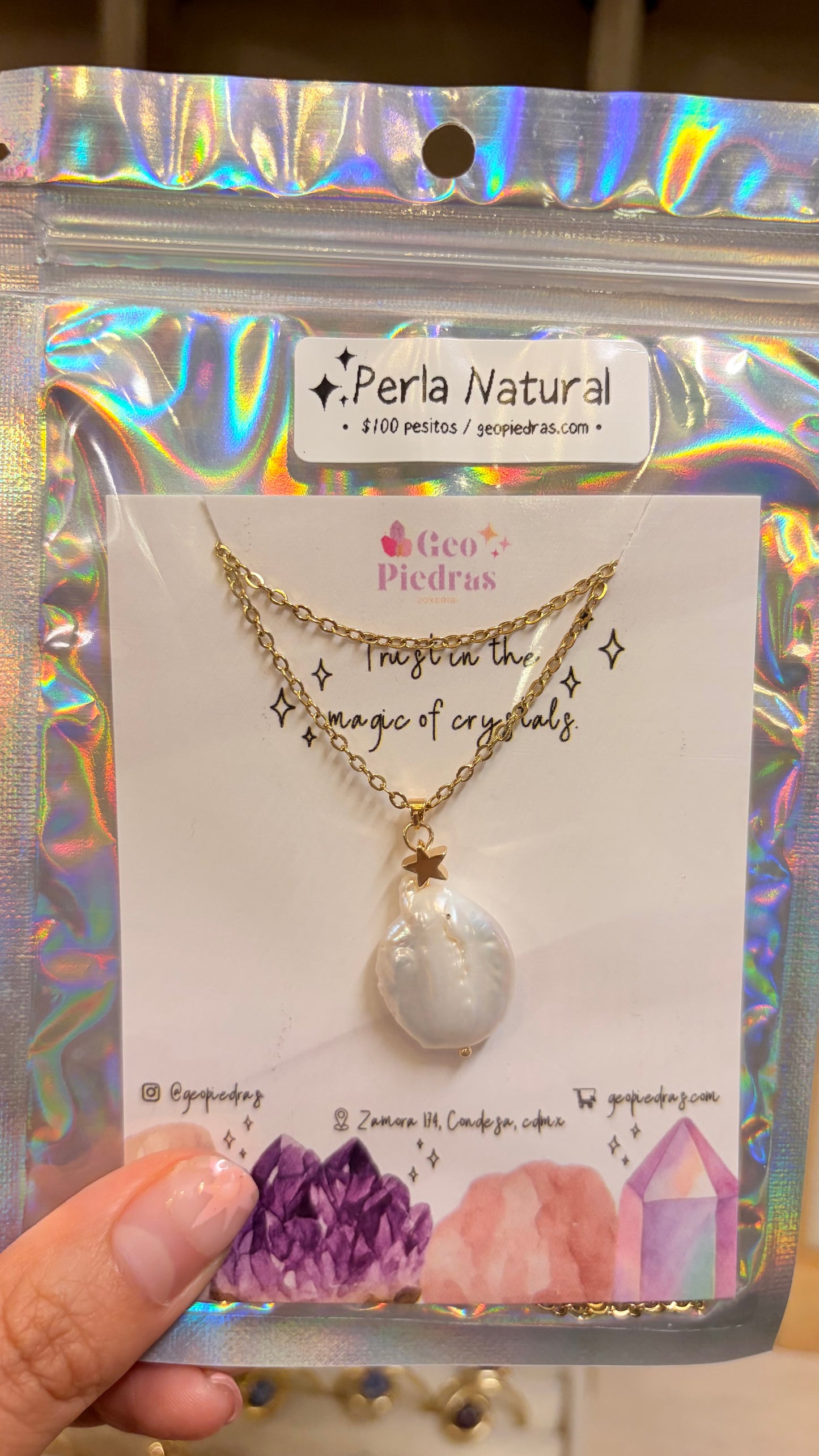 Collar Sencillo Mineral •Stock de 100 Pesitos • Perla Natural de Río