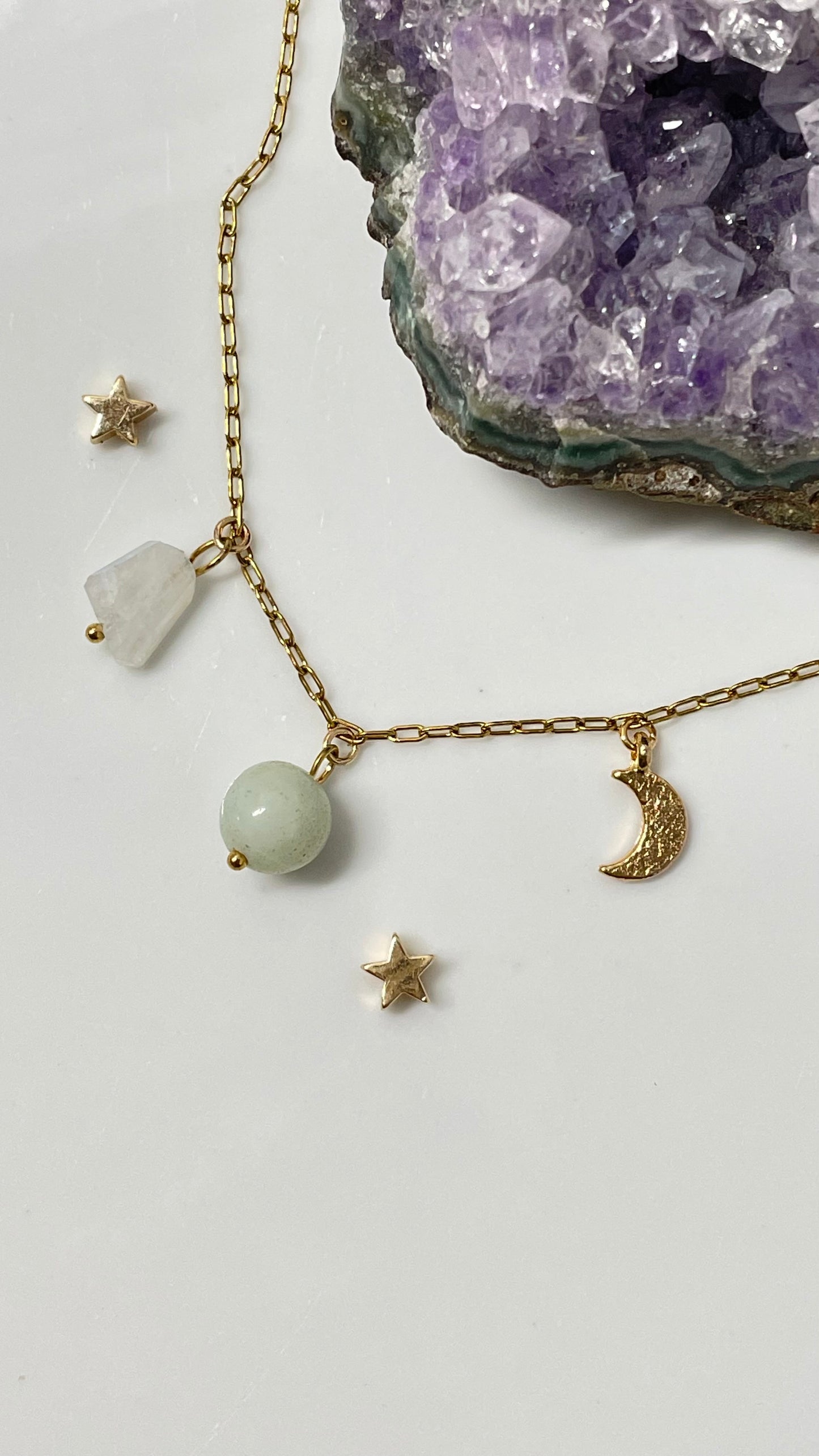 Collar Noche Piedra Luna y Amazonita