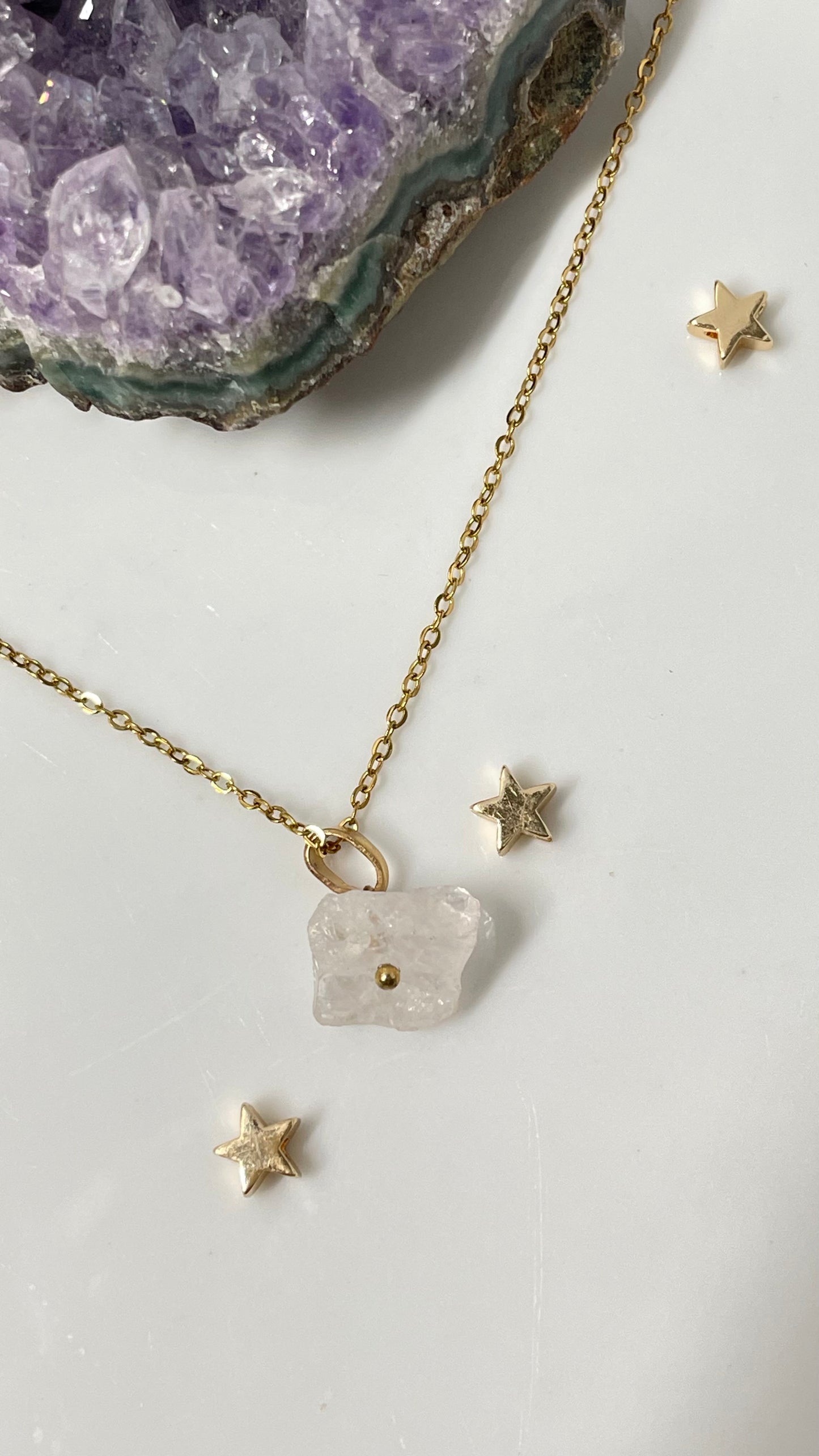 Collar Cuarzo Rosa en Bruto