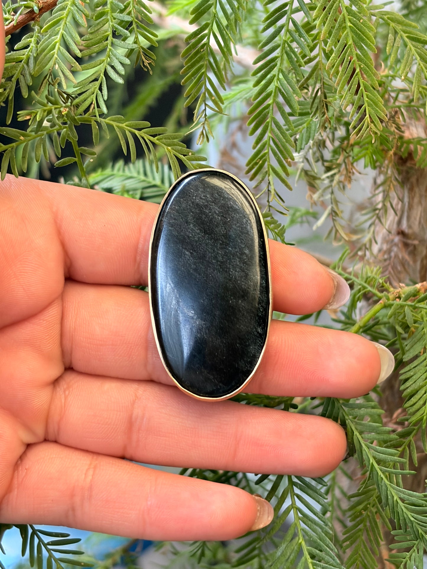 Anillo Obsidiana Dorada Maxi