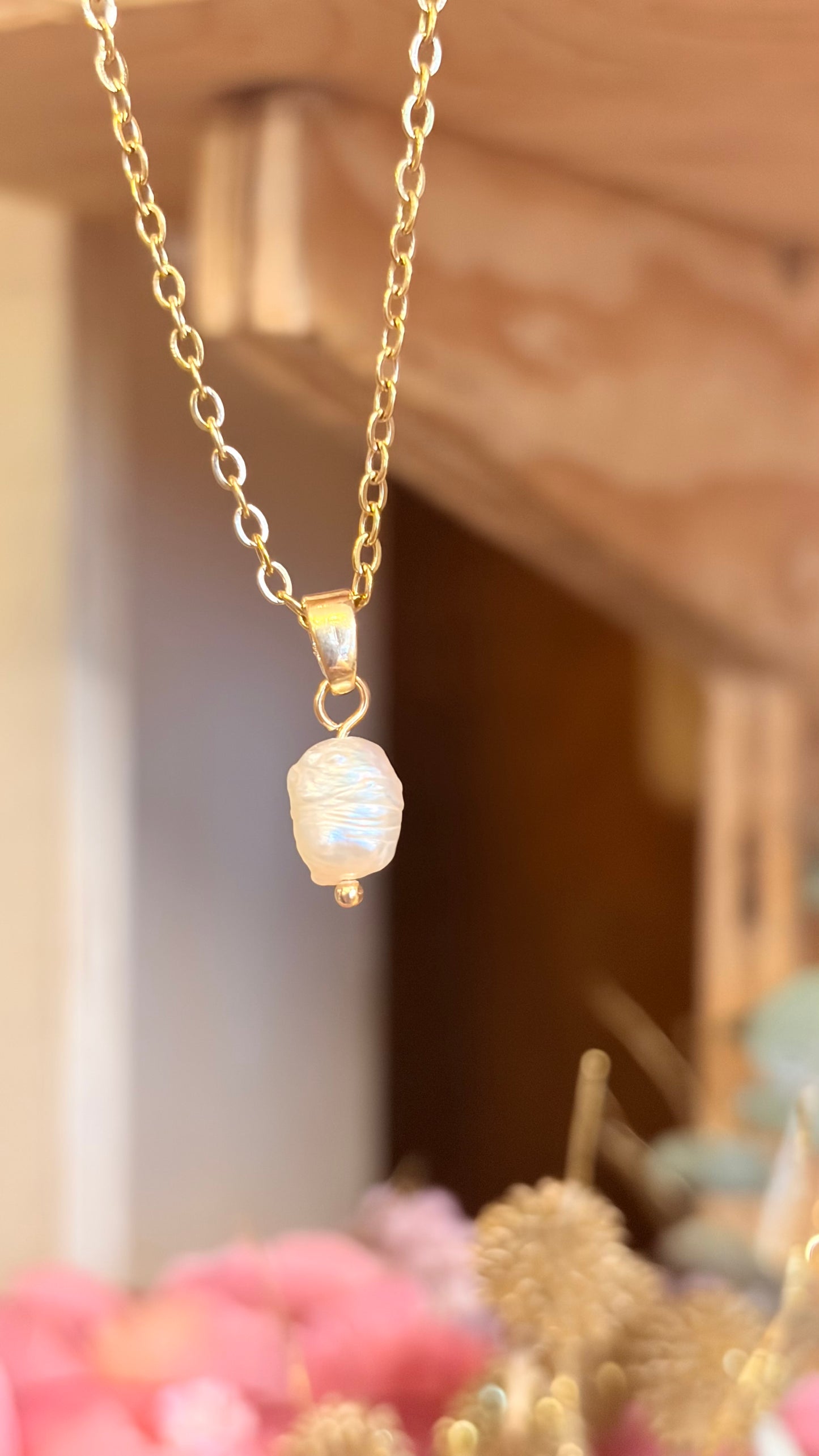 Collar Perla Beige Mini (Pieza Única)