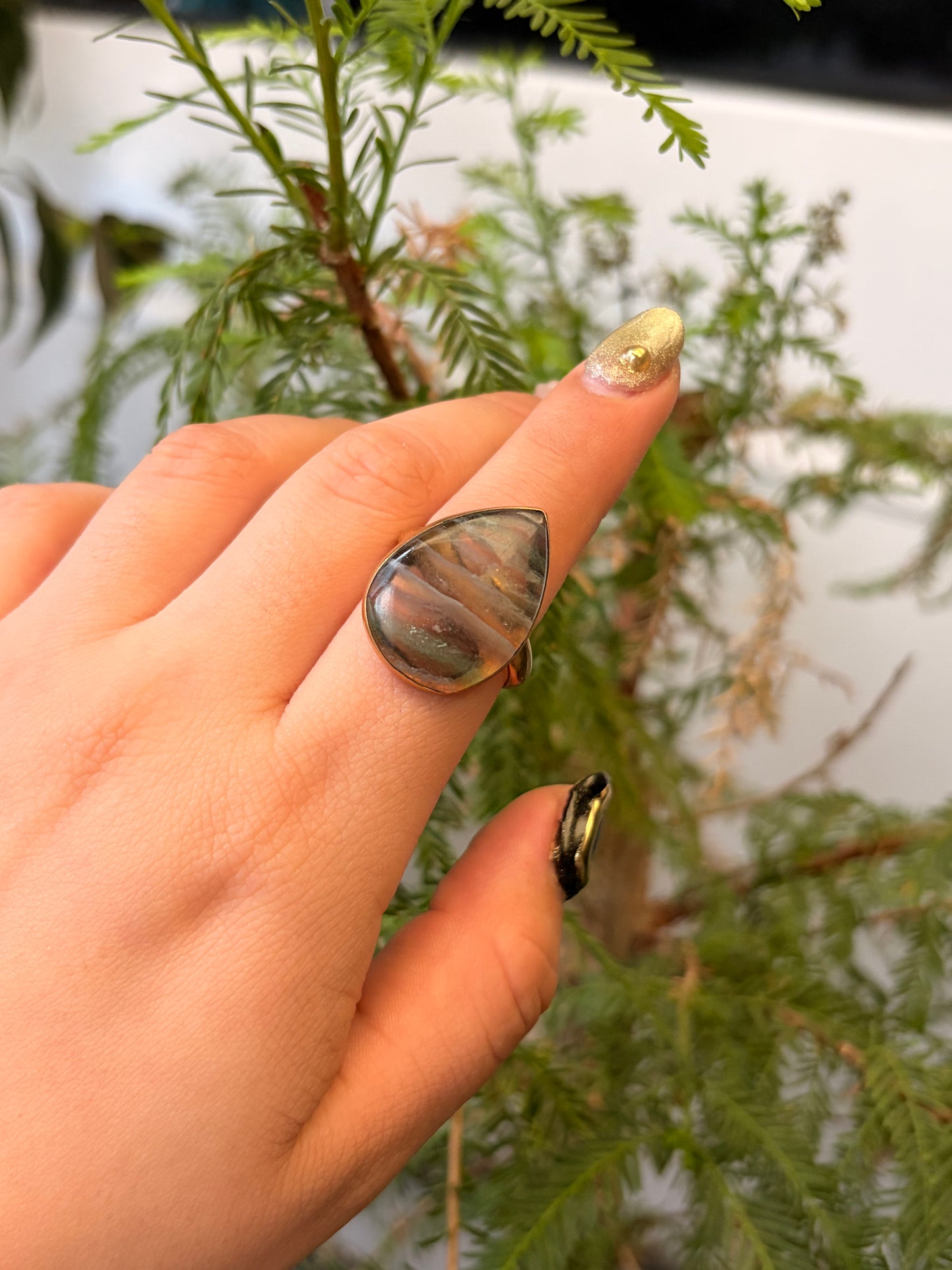 Anillo Fluorita Gota Maxi