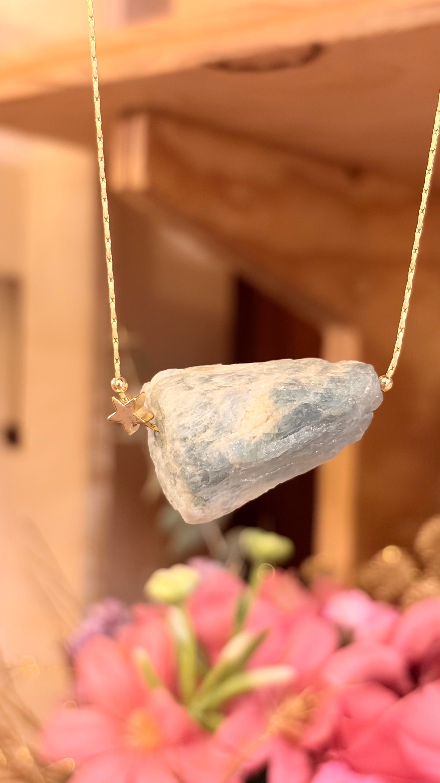 Collar Aguamarina en Bruto ⭐️ Brillos de Universo