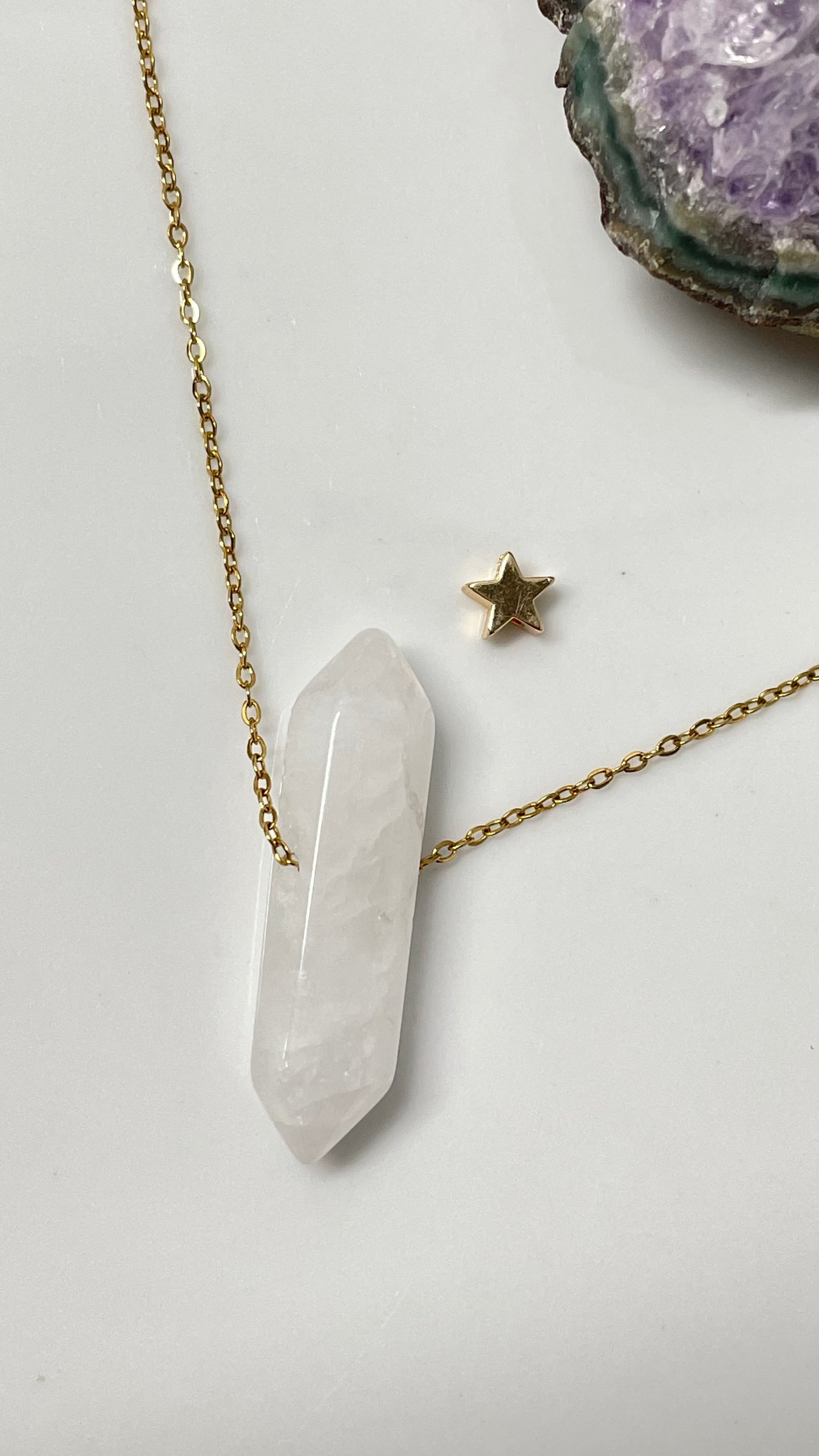 Collar Cuarzo Blanco Doble Punta