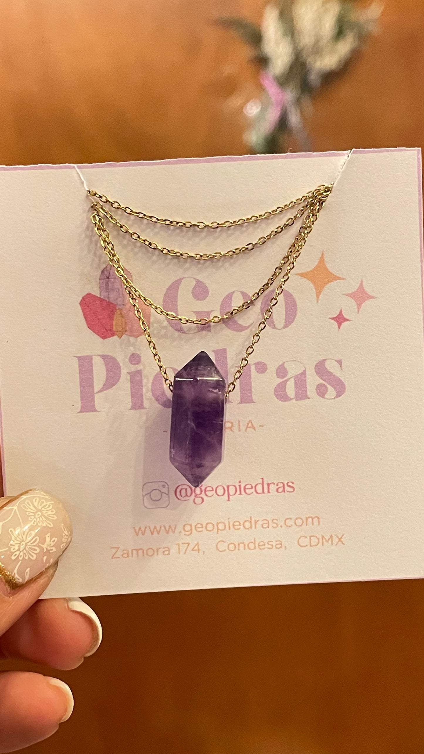Collar Amatista Doble Punta Mini