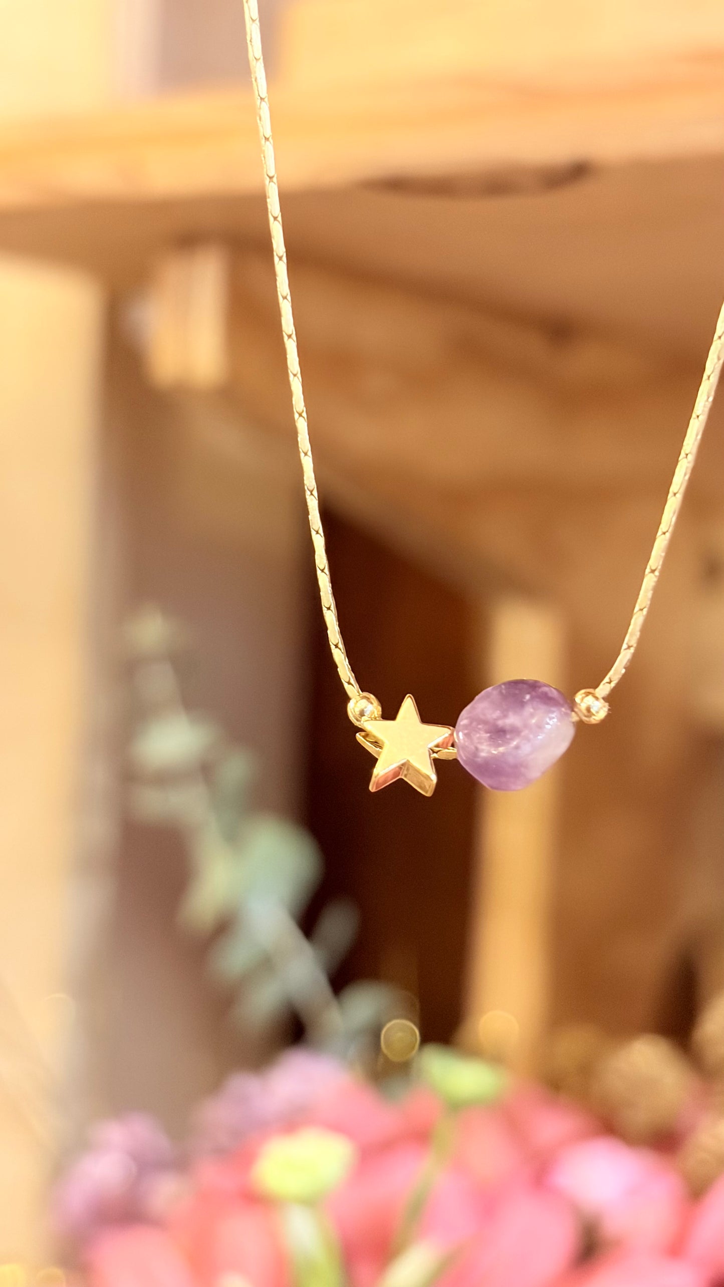 Collar Lepidolita Morada Nugget ⭐️ Brillos de Universo