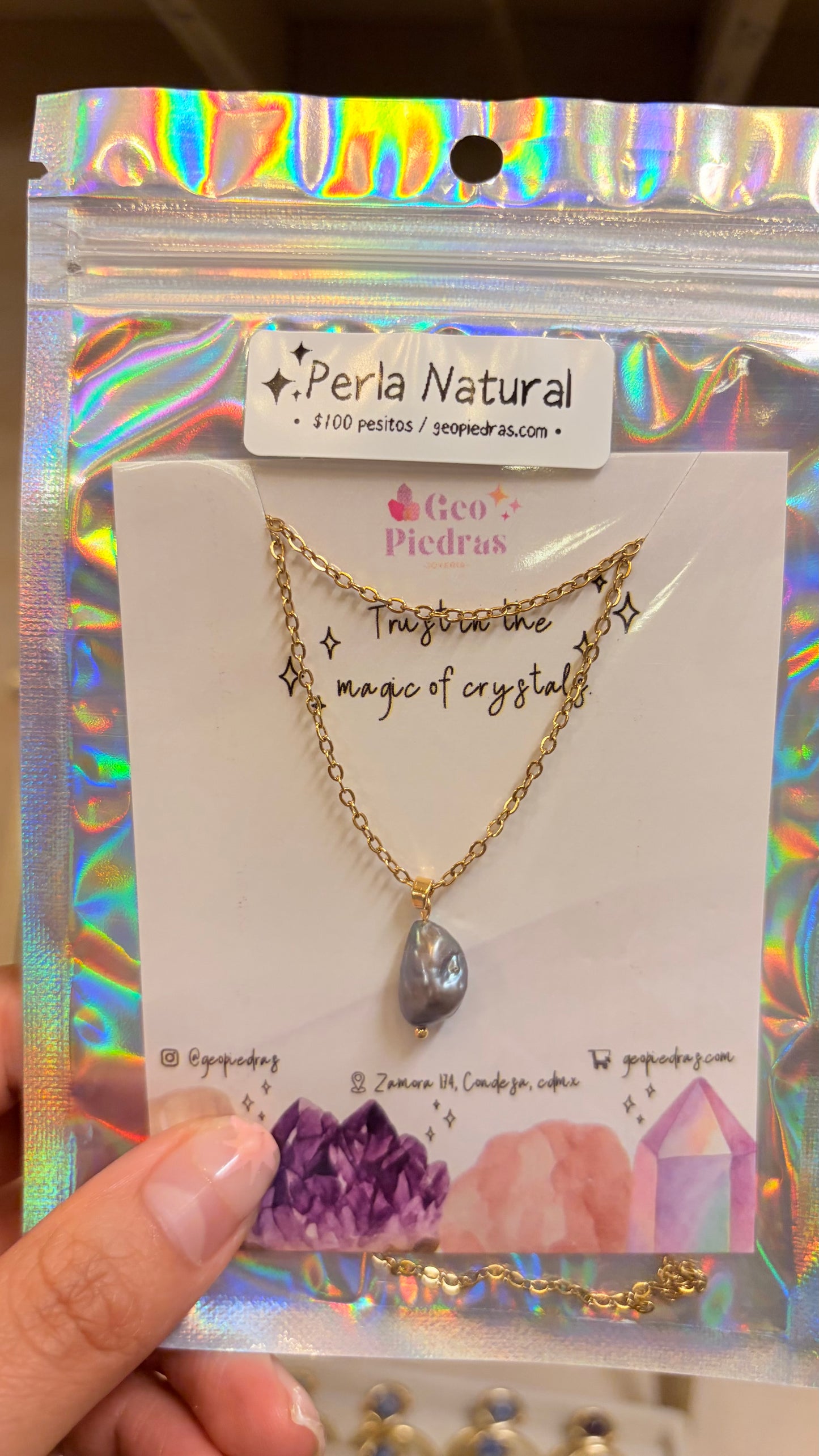 Collar Sencillo Mineral •Stock de 100 Pesitos • Perla Natural de Río