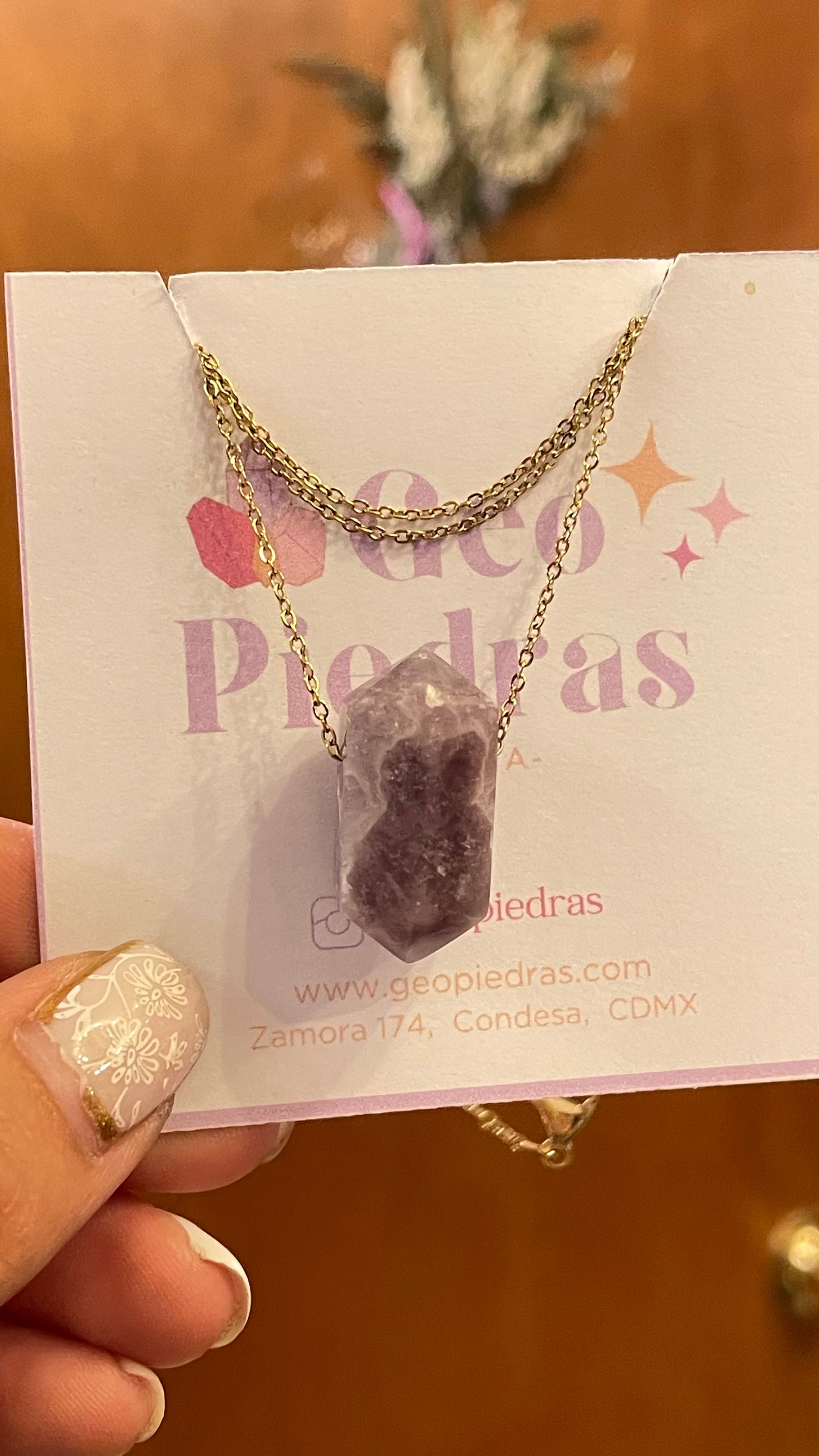 Collar Amatista Doble Punta Mediano