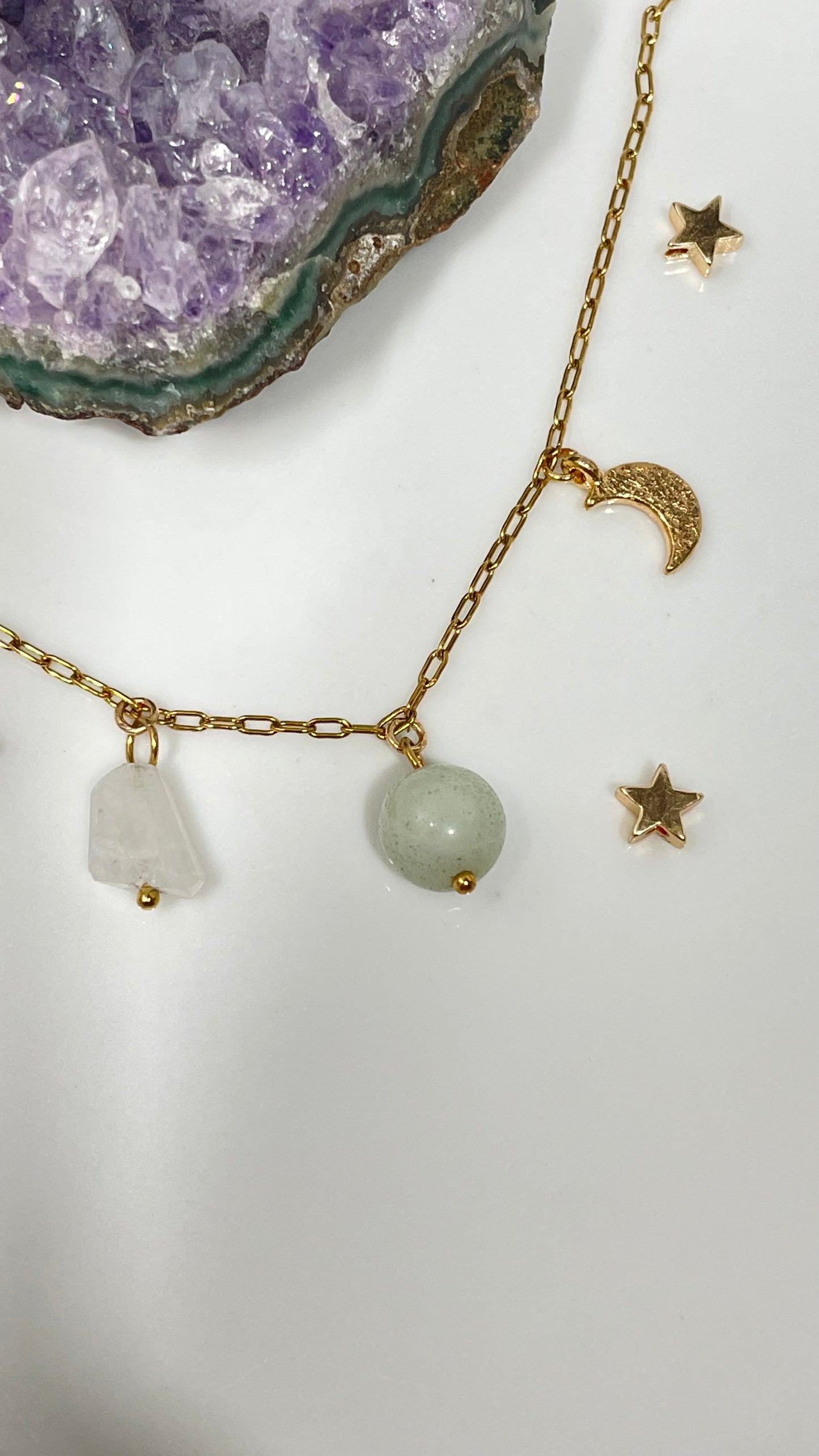 Collar Noche Piedra Luna y Amazonita