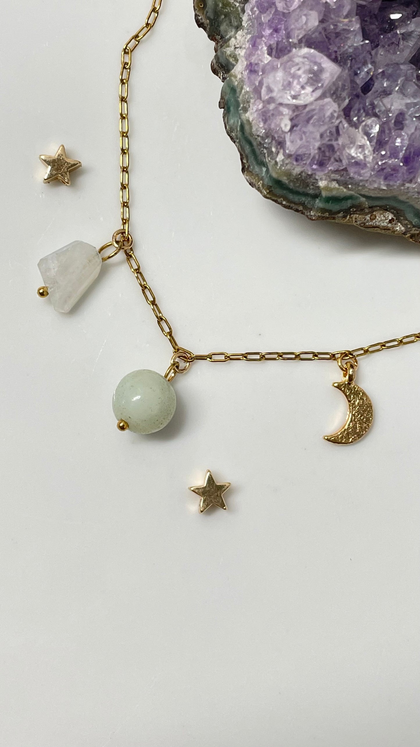 Collar Noche Piedra Luna y Amazonita