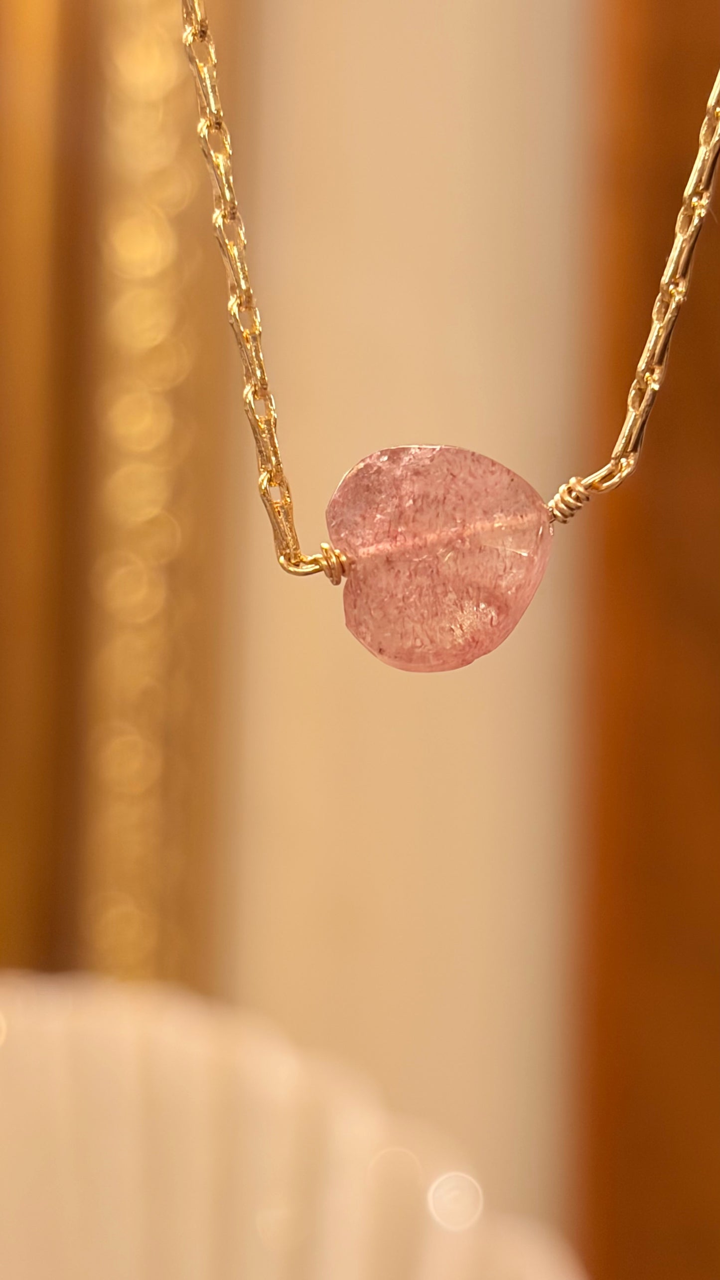 Collar Shine Cuarzo Fresa Corazón