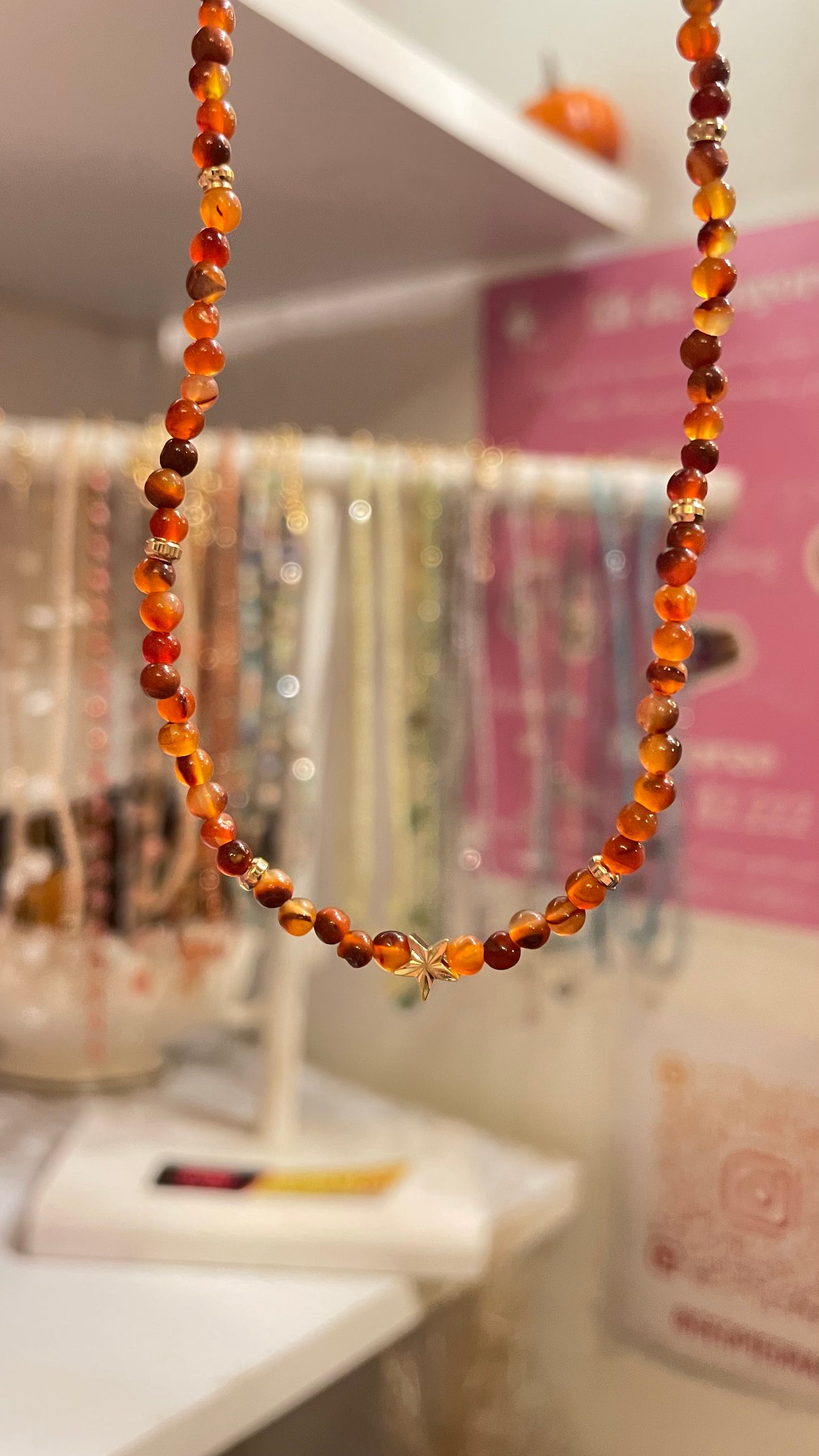 Gargantilla Ágata Cornalina y Estrella