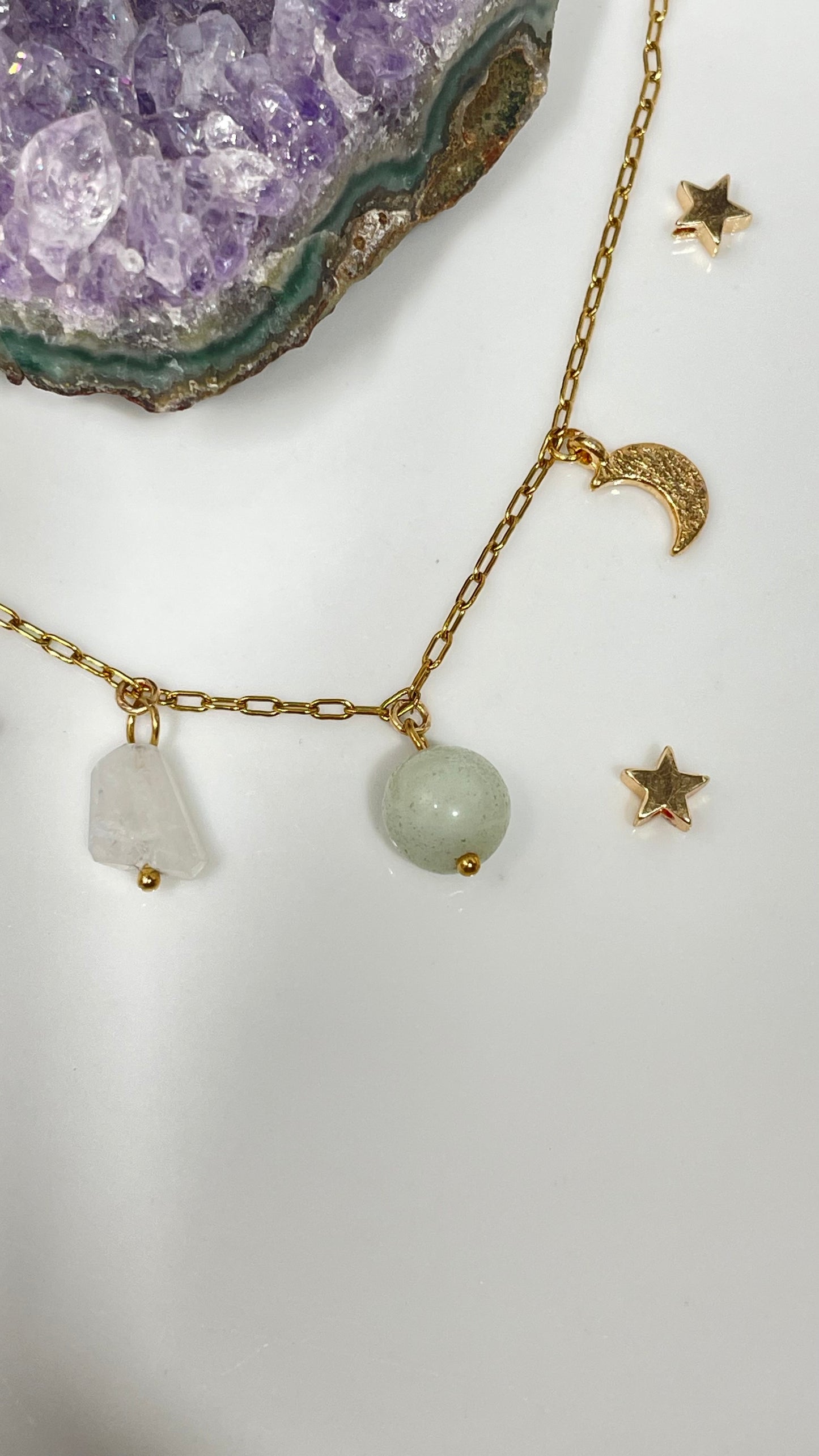Collar Noche Piedra Luna y Amazonita