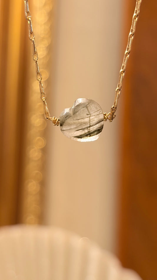 Collar Shine Cuarzo Rutilado Verde Corazón (1)