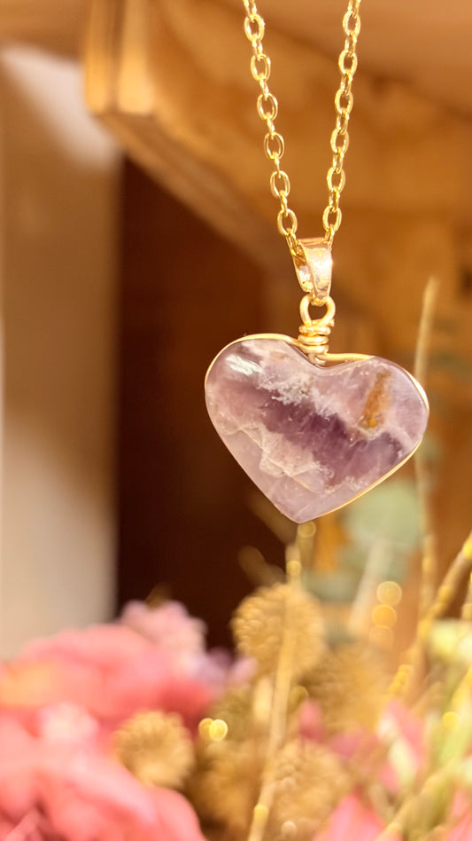 Collar Corazón Amatista Ranurado (Pieza Única)1