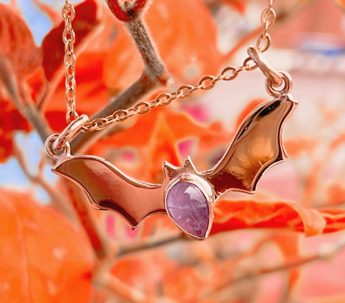 💖✨🦇✨Collar Murciélago de Amatista ✨🦇🧡💖 BAT SEASON💜