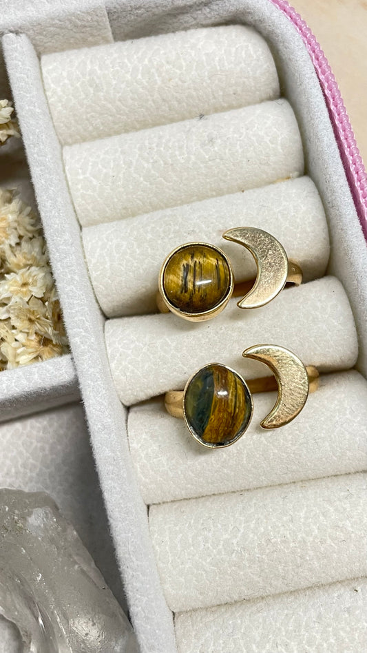 Anillo Ojo de Tigre  y Luna