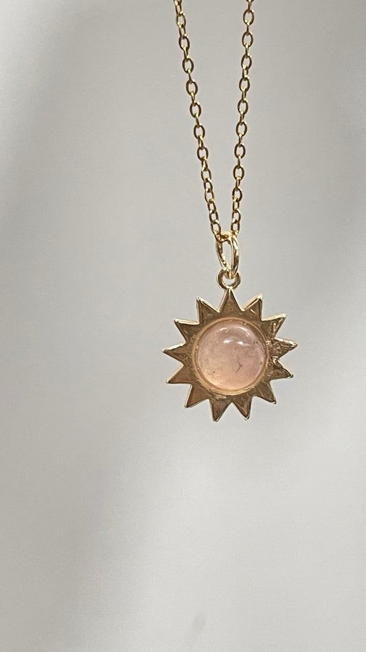 Collar Sol de Cuarzo Rosa