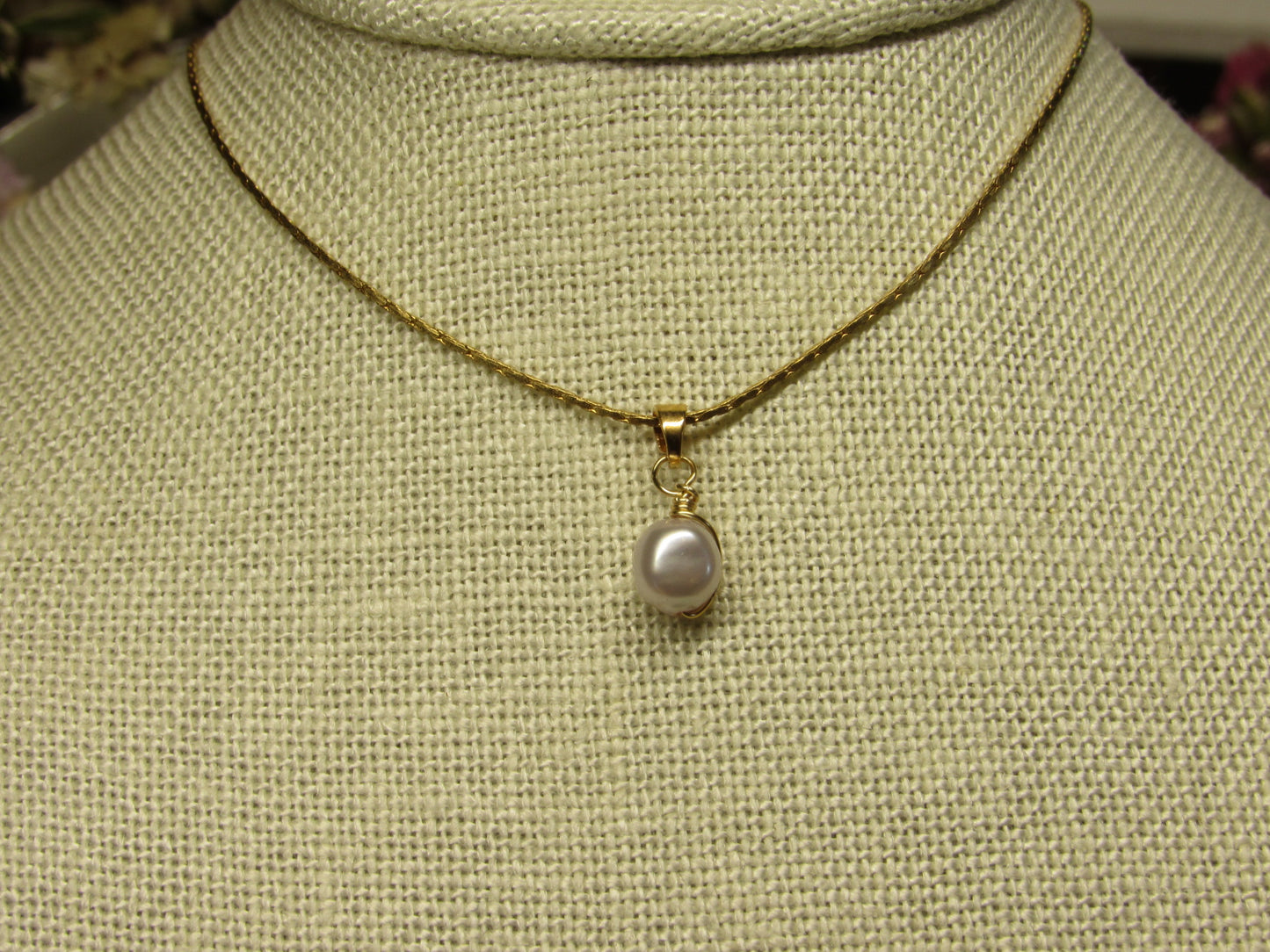 SHINE~ Collar de Perla Palo de Rosa