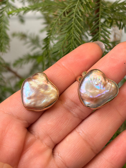 Anillo Perla Corazón Maxi