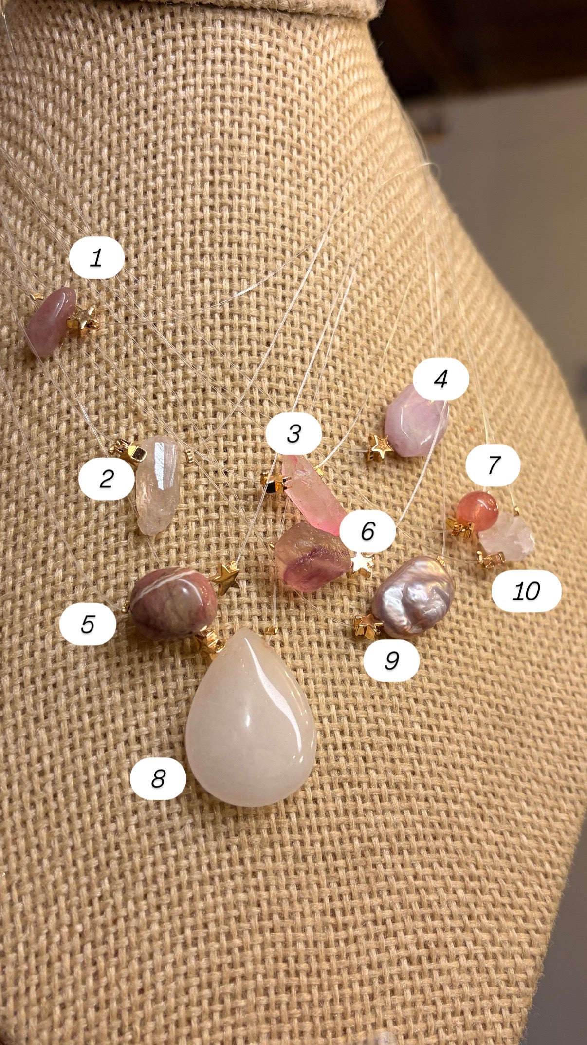 Stock de $100 pesitos• Collar Flotante de Cuarzo • Ajustable