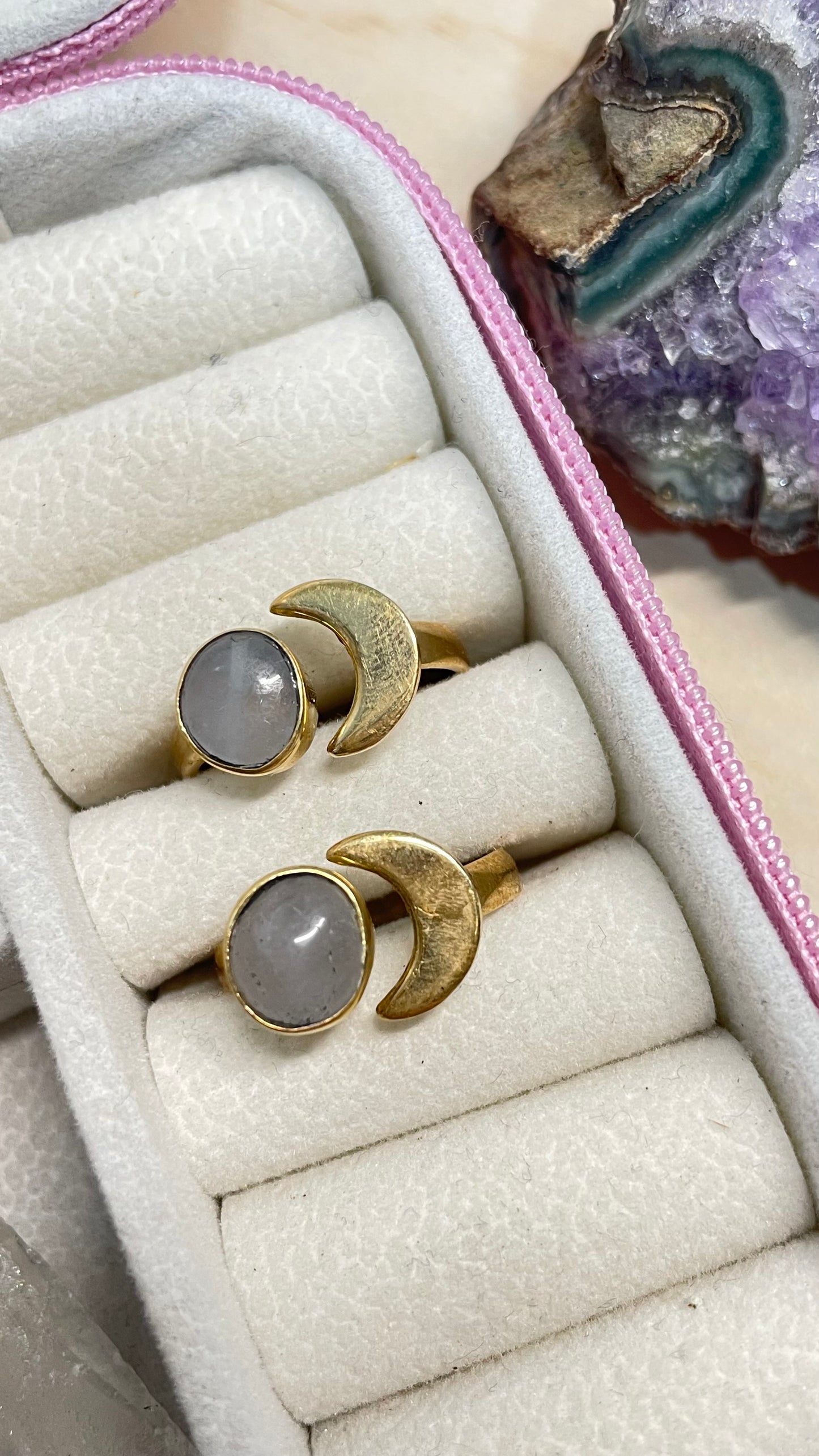 Anillo Ágata gris y Luna
