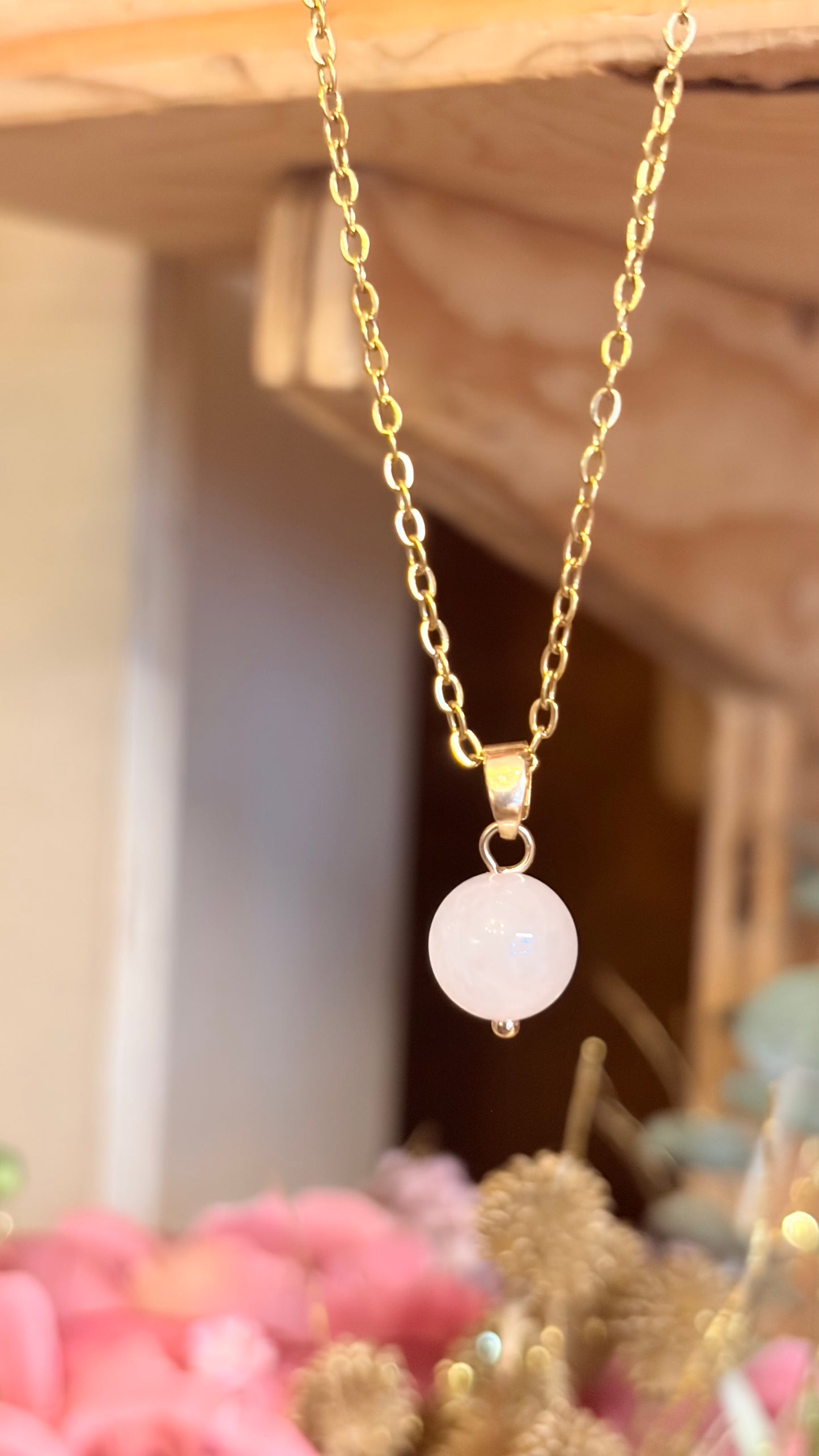 Collar Cuarzo Rosa 6 mm (Pieza Única)