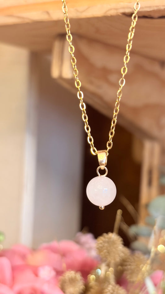 Collar Cuarzo Rosa 6 mm (Pieza Única)
