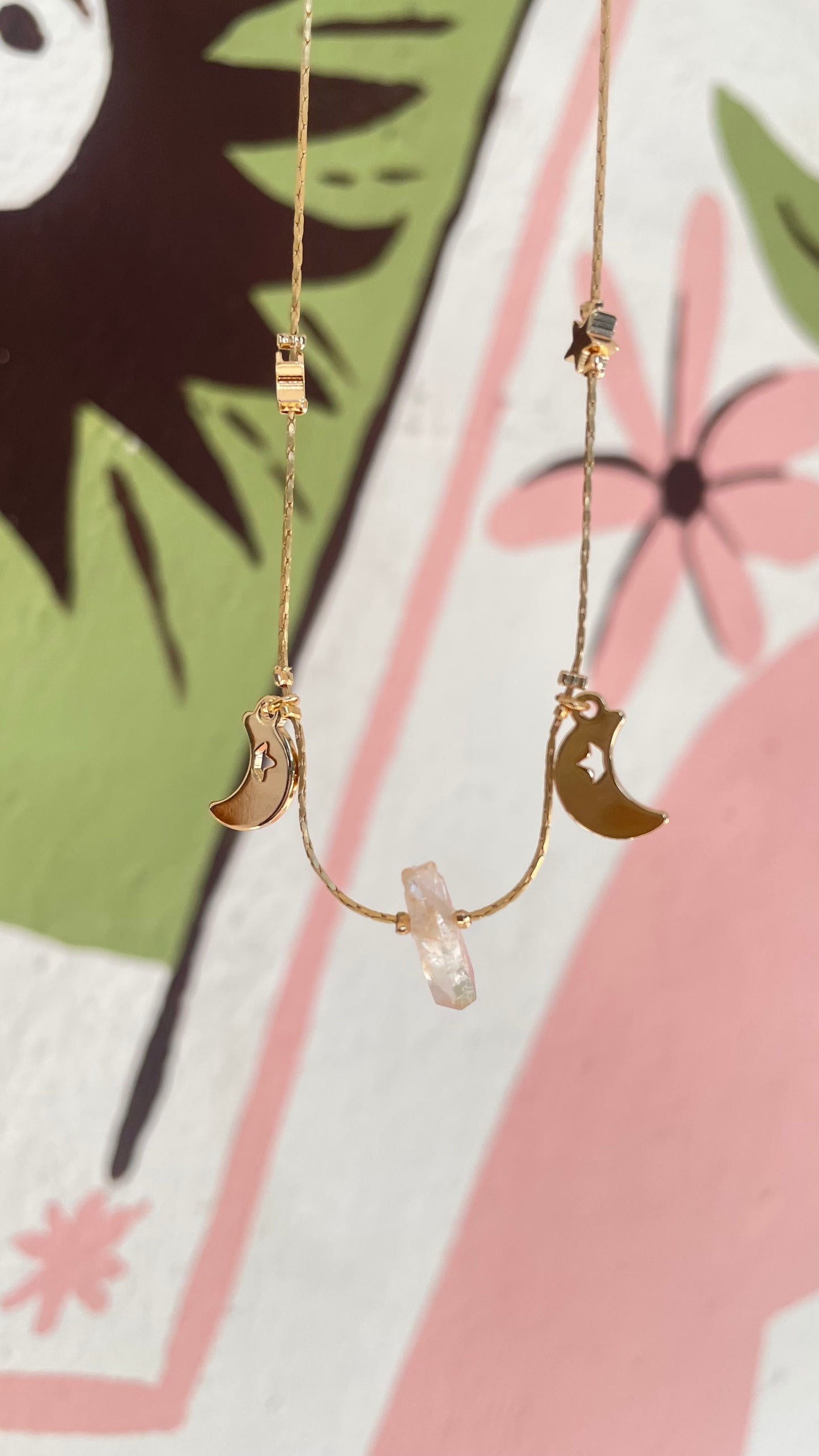 Collar Universo Cuarzo Aura pastel