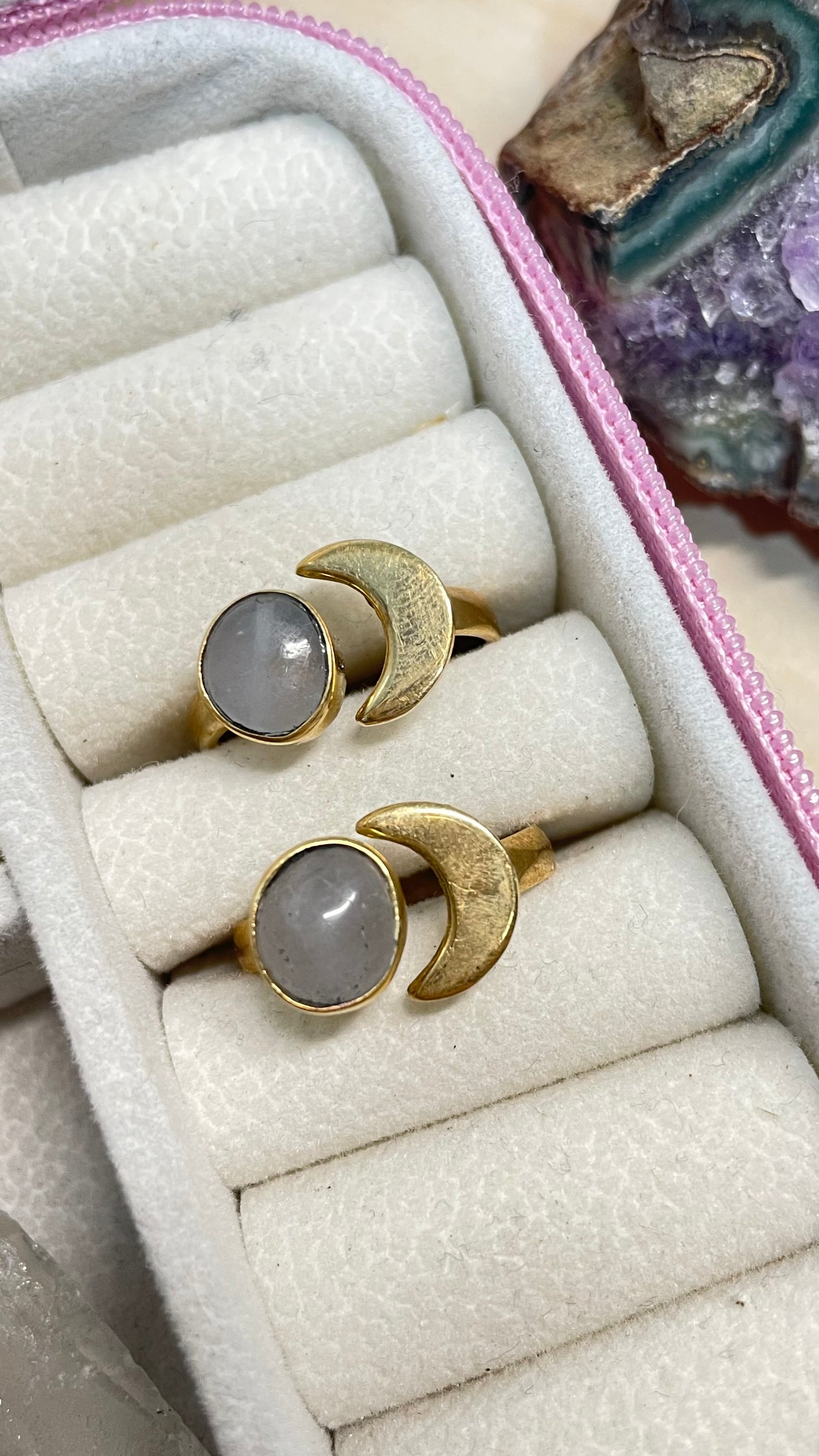 Anillo Ágata gris y Luna