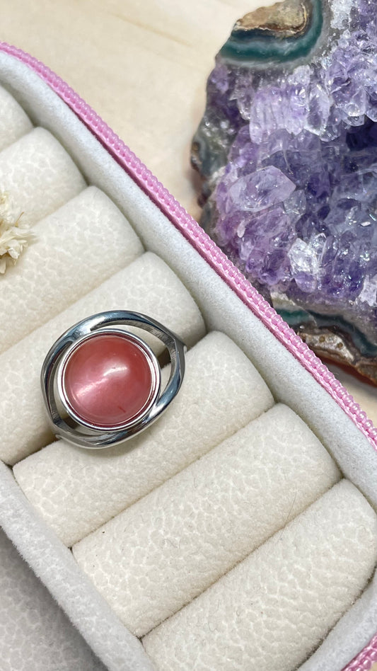 Anillo Ojo de Cuarzo Cherry Plateado