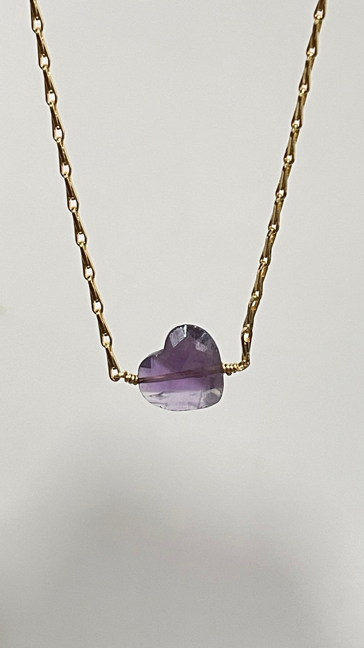 Collar Corazón de Amatista  Facetada -Temporada de Brujas-