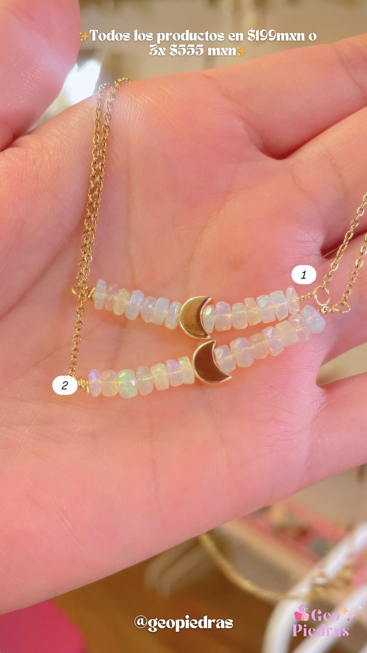 Collar Ópalo etíope  y Luna