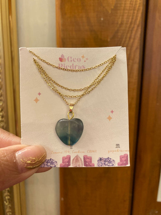 Collar Fluorita Corazón Mediano