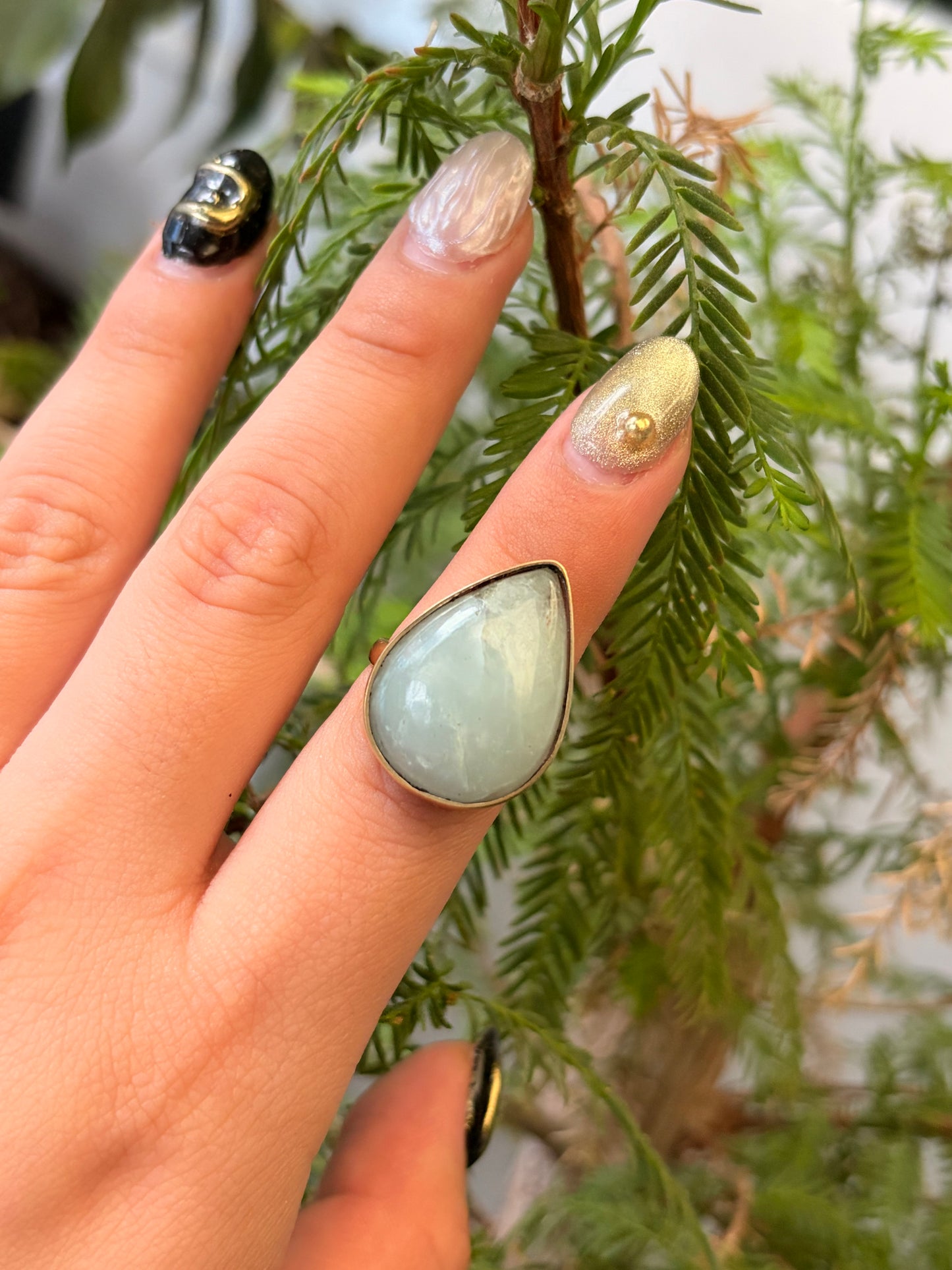 Anillo Agua Marina Gota Maxi