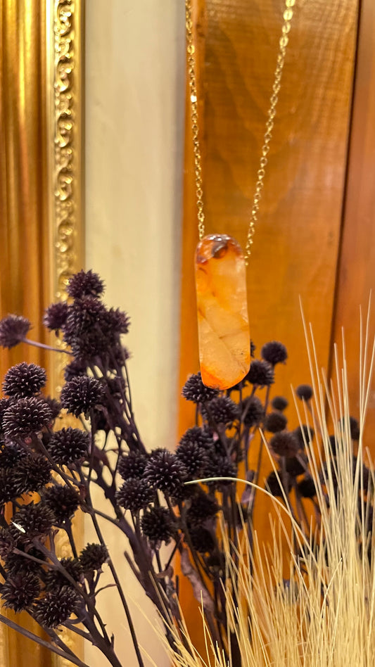 Collar Péndulo Salvaje Ágata Cornalina -Temporada de Brujas-