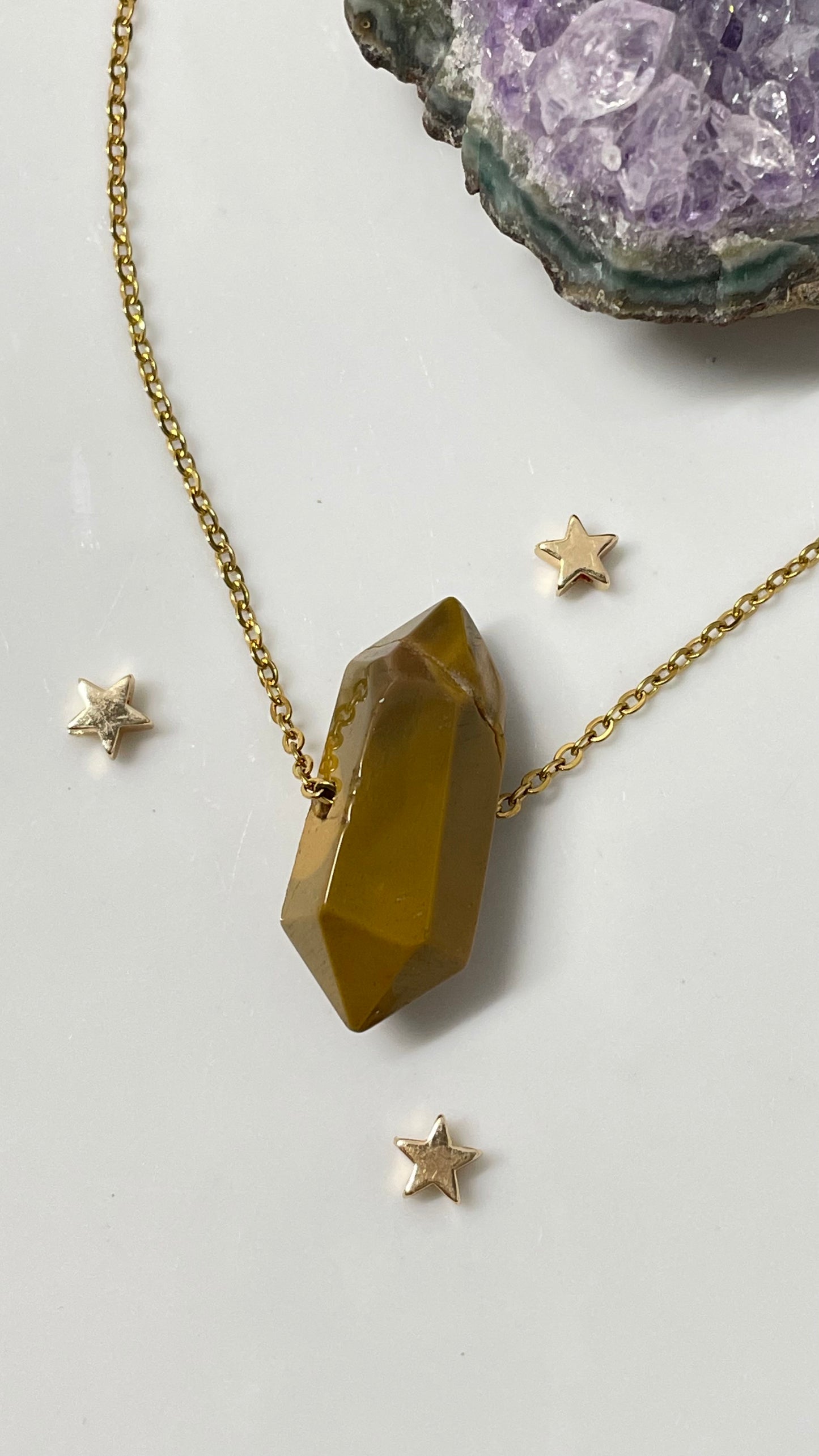 Collar Jaspe Amarillo Doble Punta