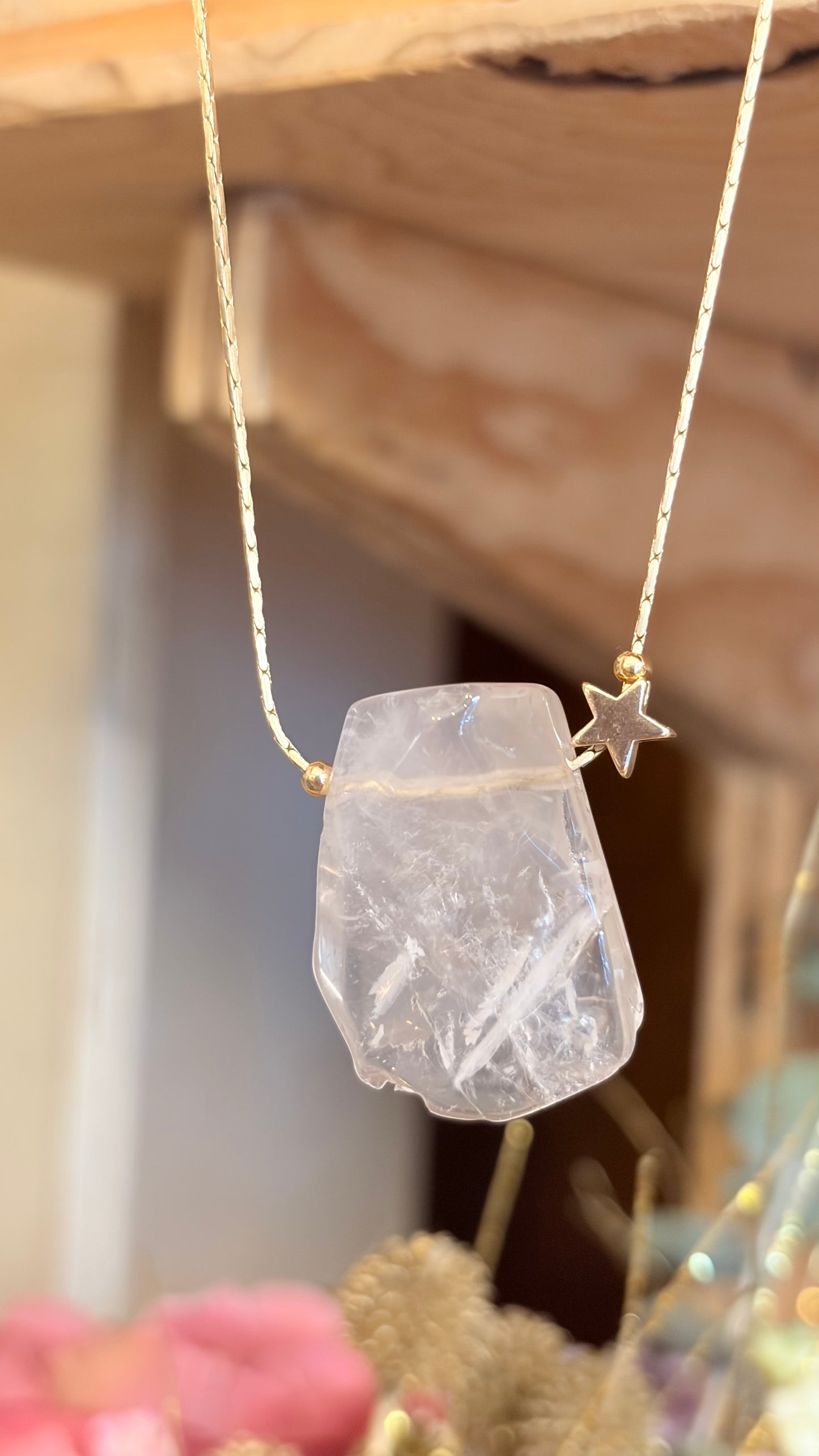 Collar Brillos de Universo - Cuarzo rosa
