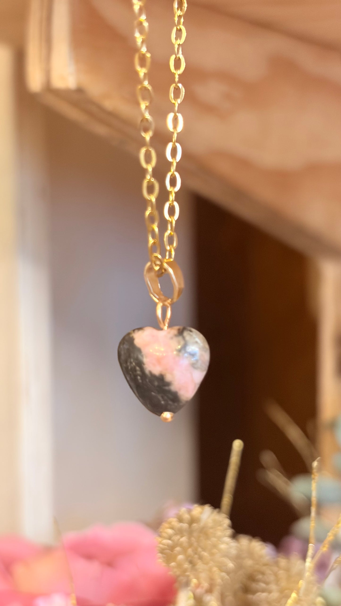 Collar Rodonita Corazón (Pieza Única)