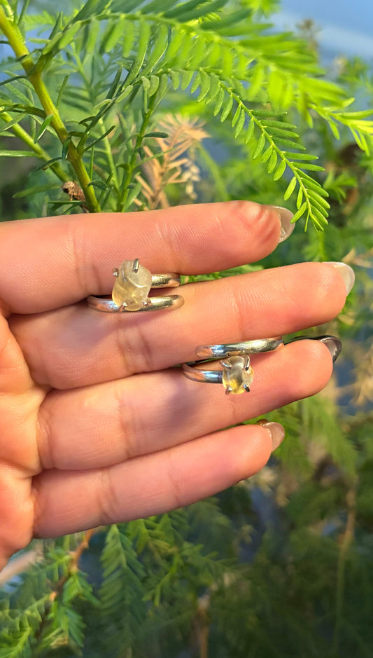 Anillo Garras Citrino Plateado