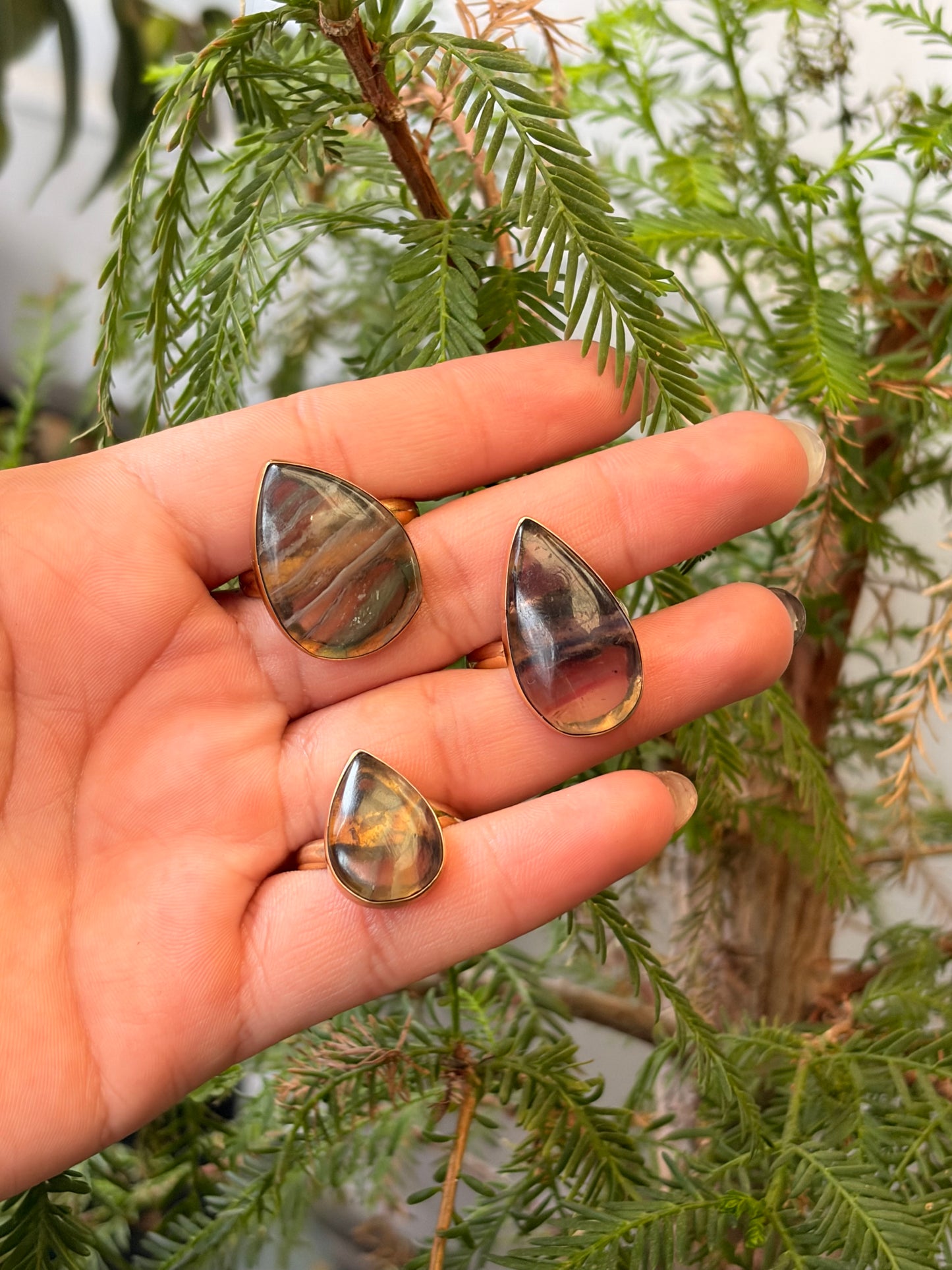 Anillo Fluorita Gota Maxi