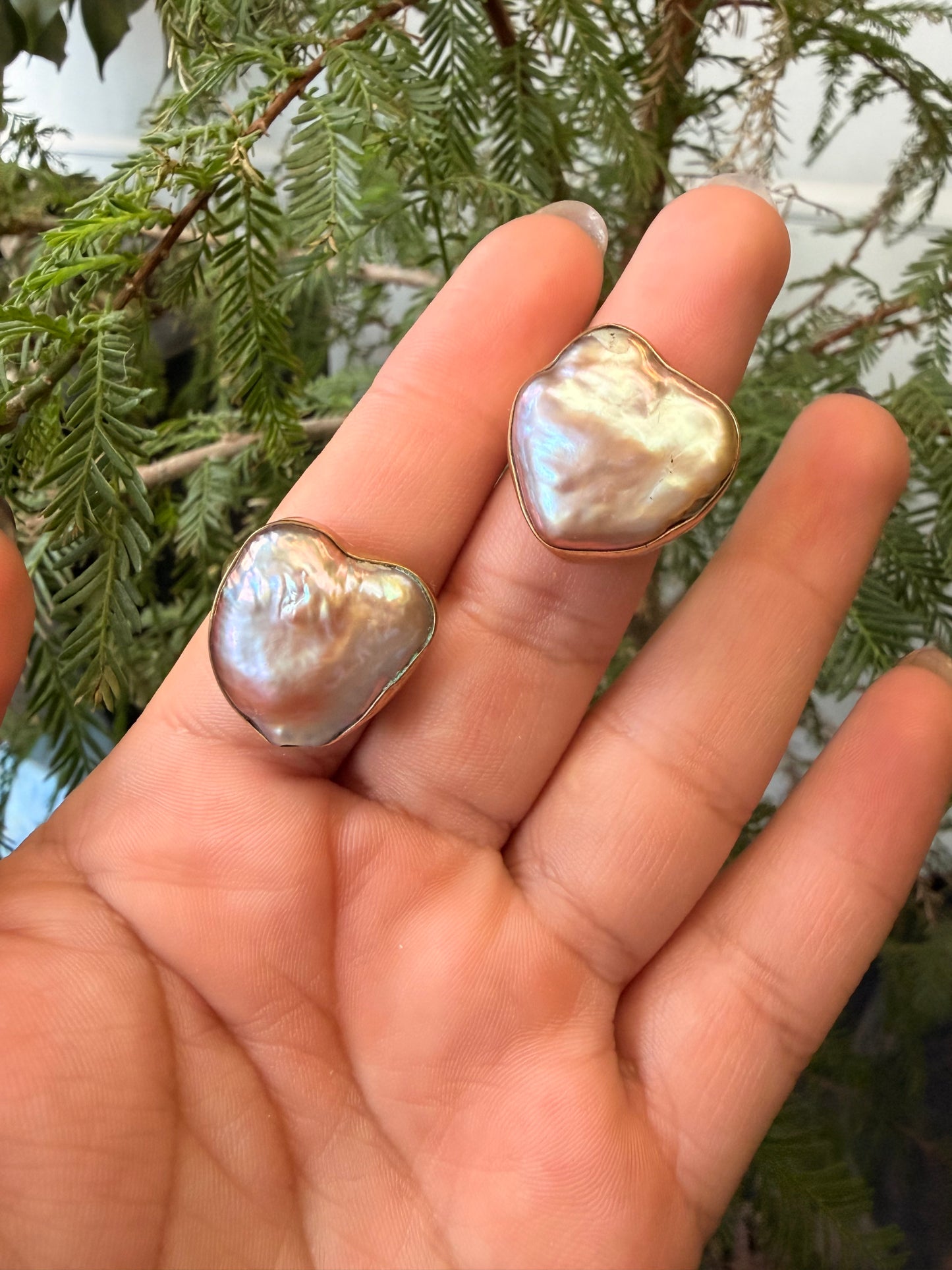 Anillo Perla Corazón Maxi