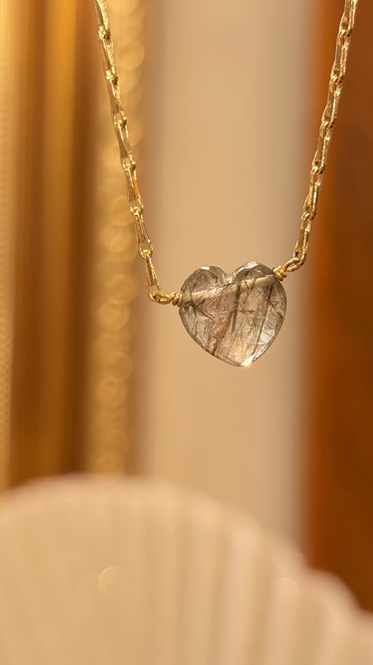 Collar Shine Cuarzo Rutilado Verde Corazón (2)