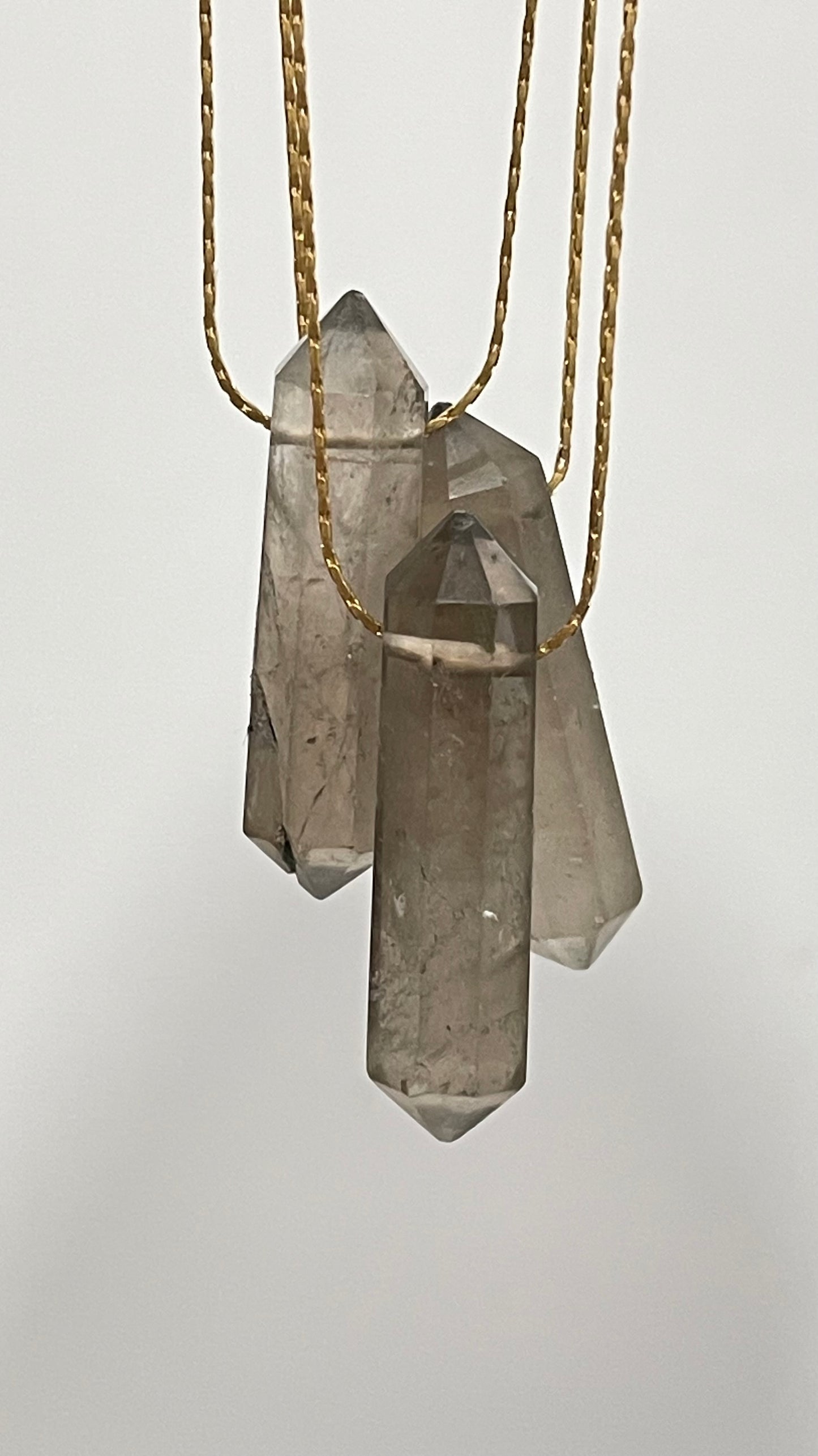 Collar Cuarzo Ahumado Doble Punta Pakistan -Temporada de Brujas-