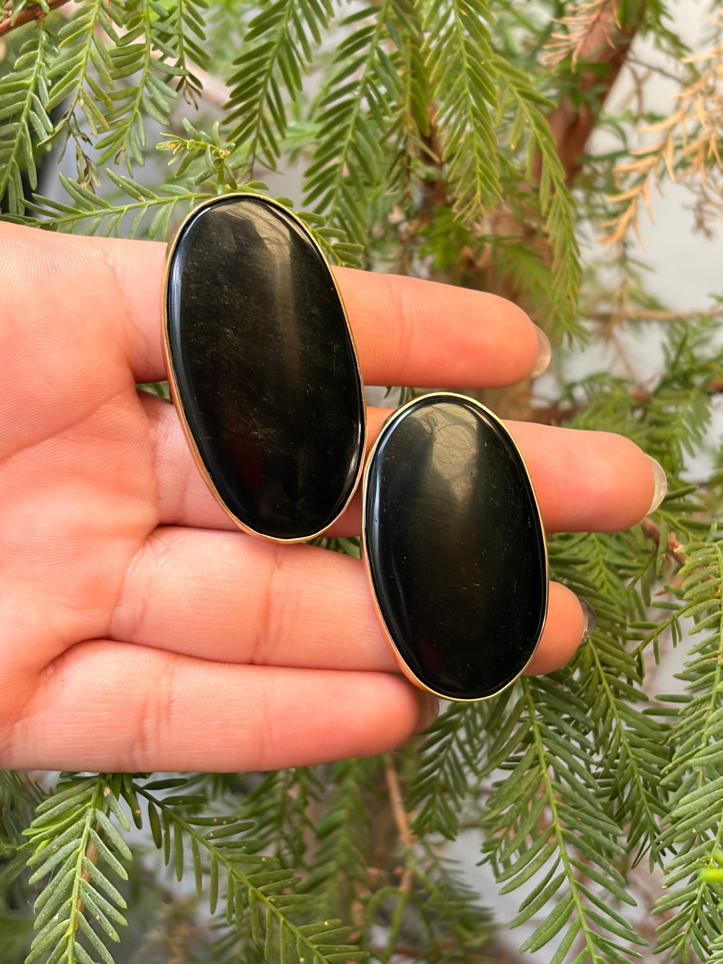 Anillo Obsidiana Dorada Maxi