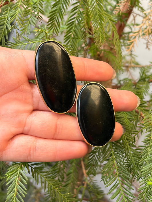 Anillo Obsidiana Dorada Maxi