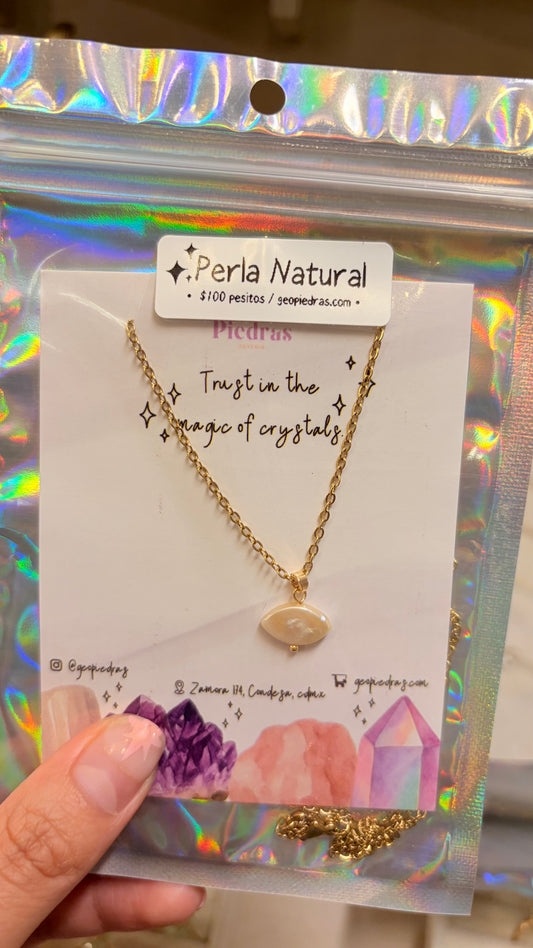 Collar Sencillo Mineral •Stock de 100 Pesitos • Perla Natural de Río
